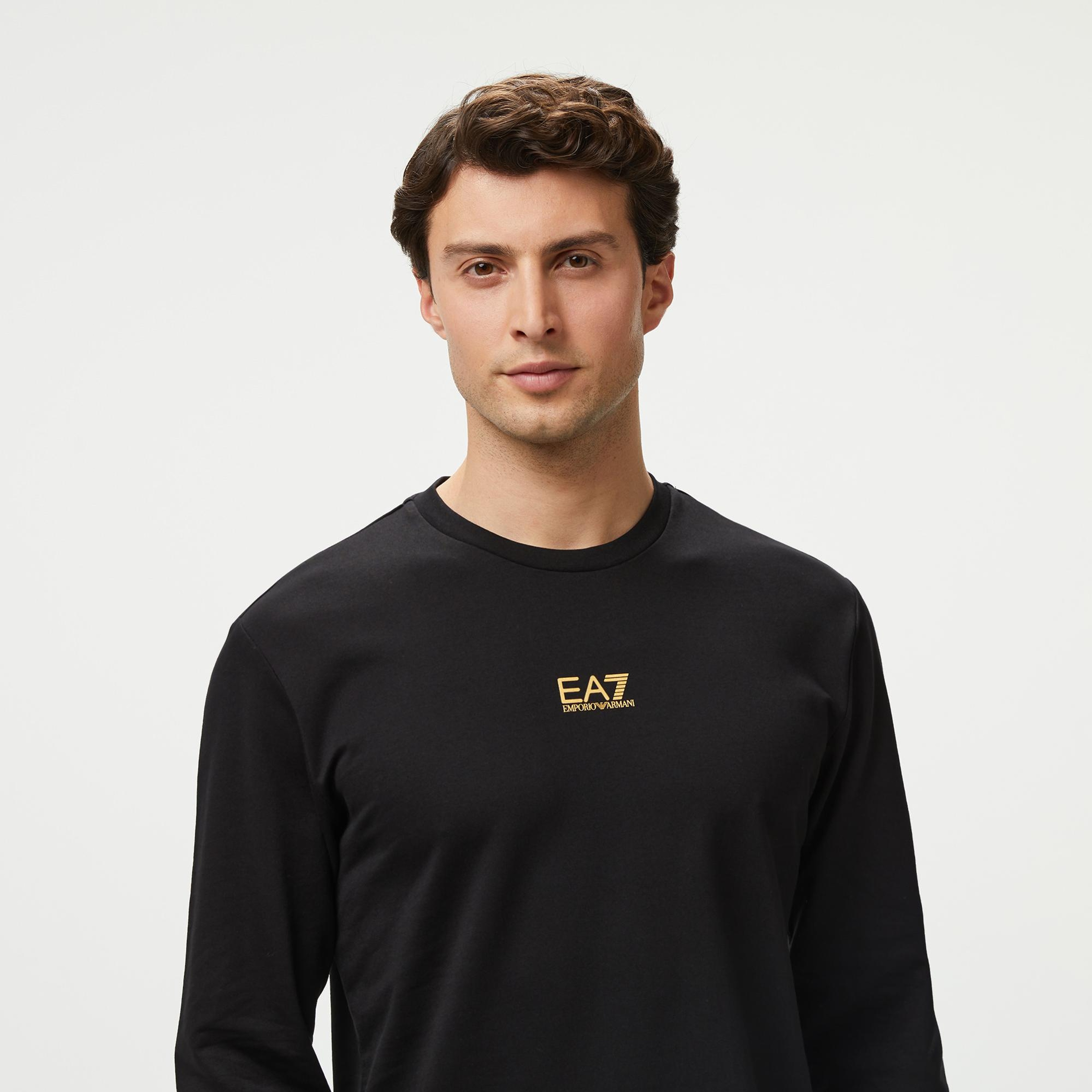 EA7 Erkek Siyah Bisiklet Yaka Sweatshirt
