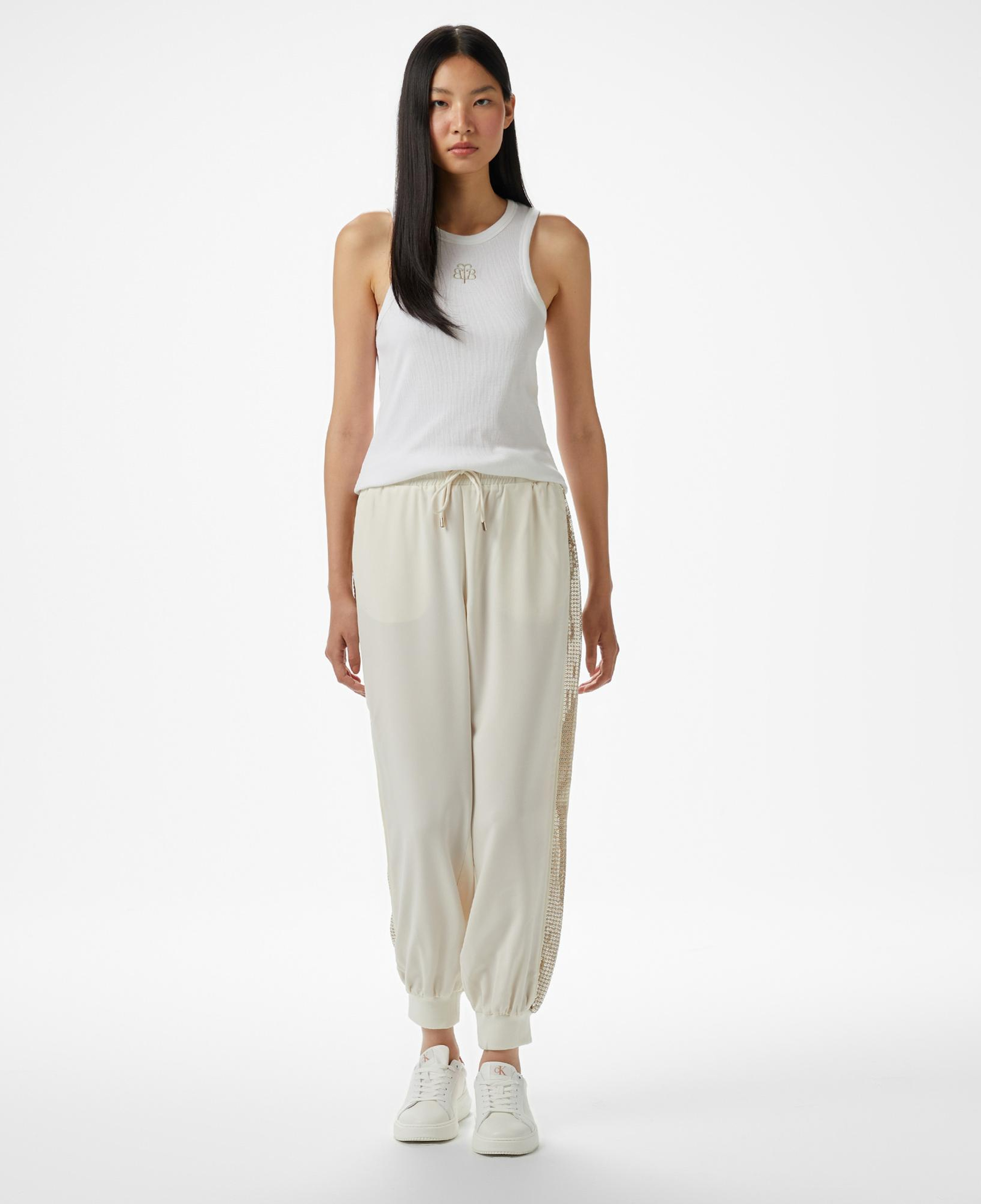 Brooks Brothers Palmiye Logo Nakışlı Kadın Beyaz Kolsuz T-Shirt