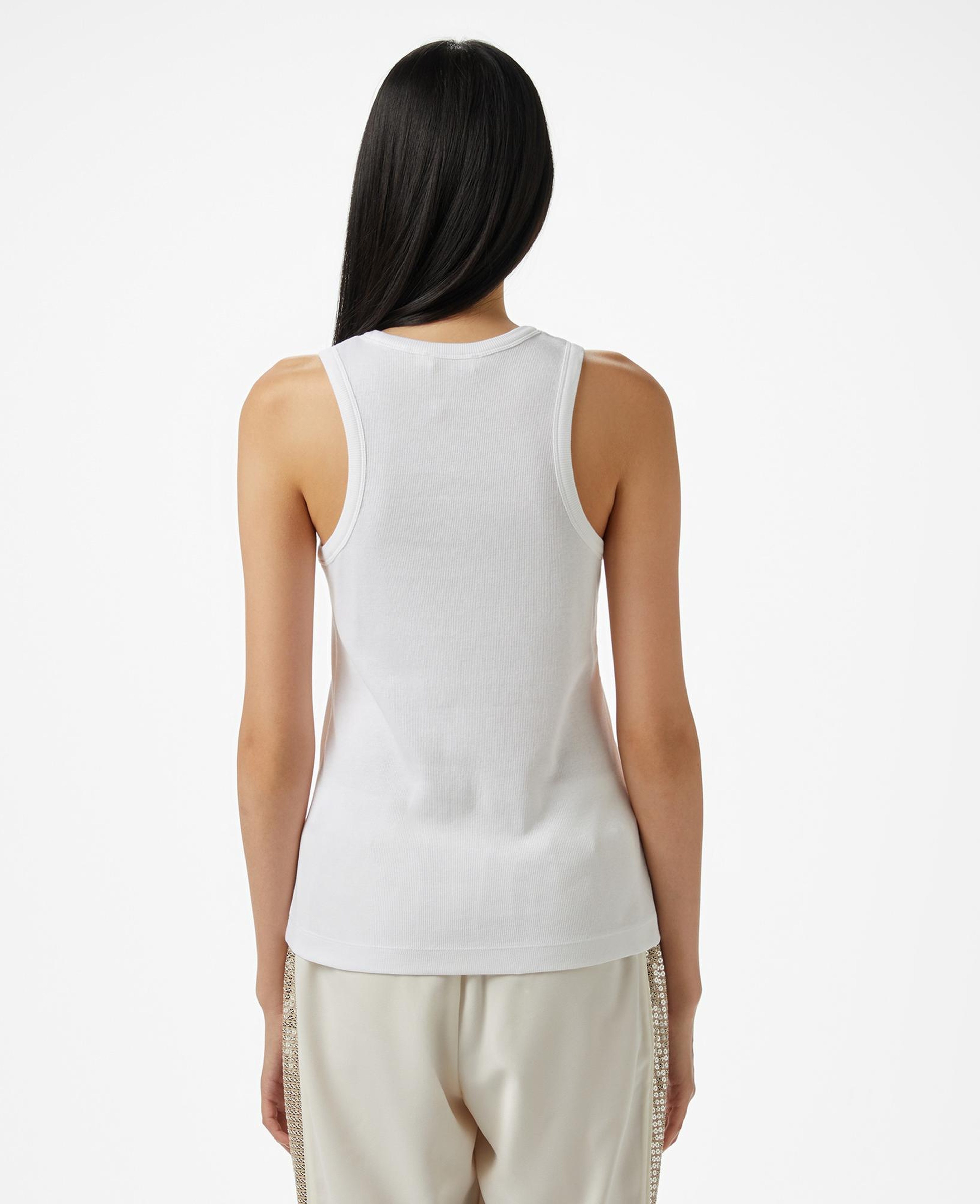 Brooks Brothers Palmiye Logo Nakışlı Kadın Beyaz Kolsuz T-Shirt