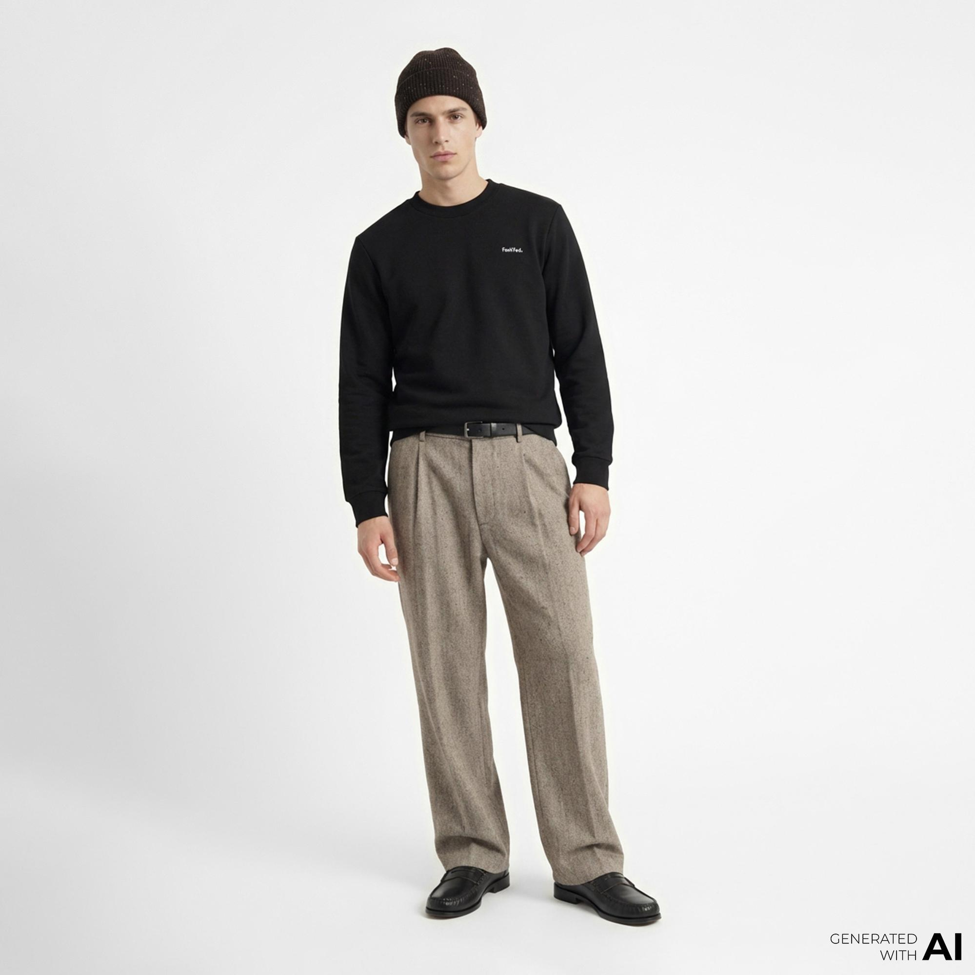 FashFed Unisex Siyah Sweatshirt