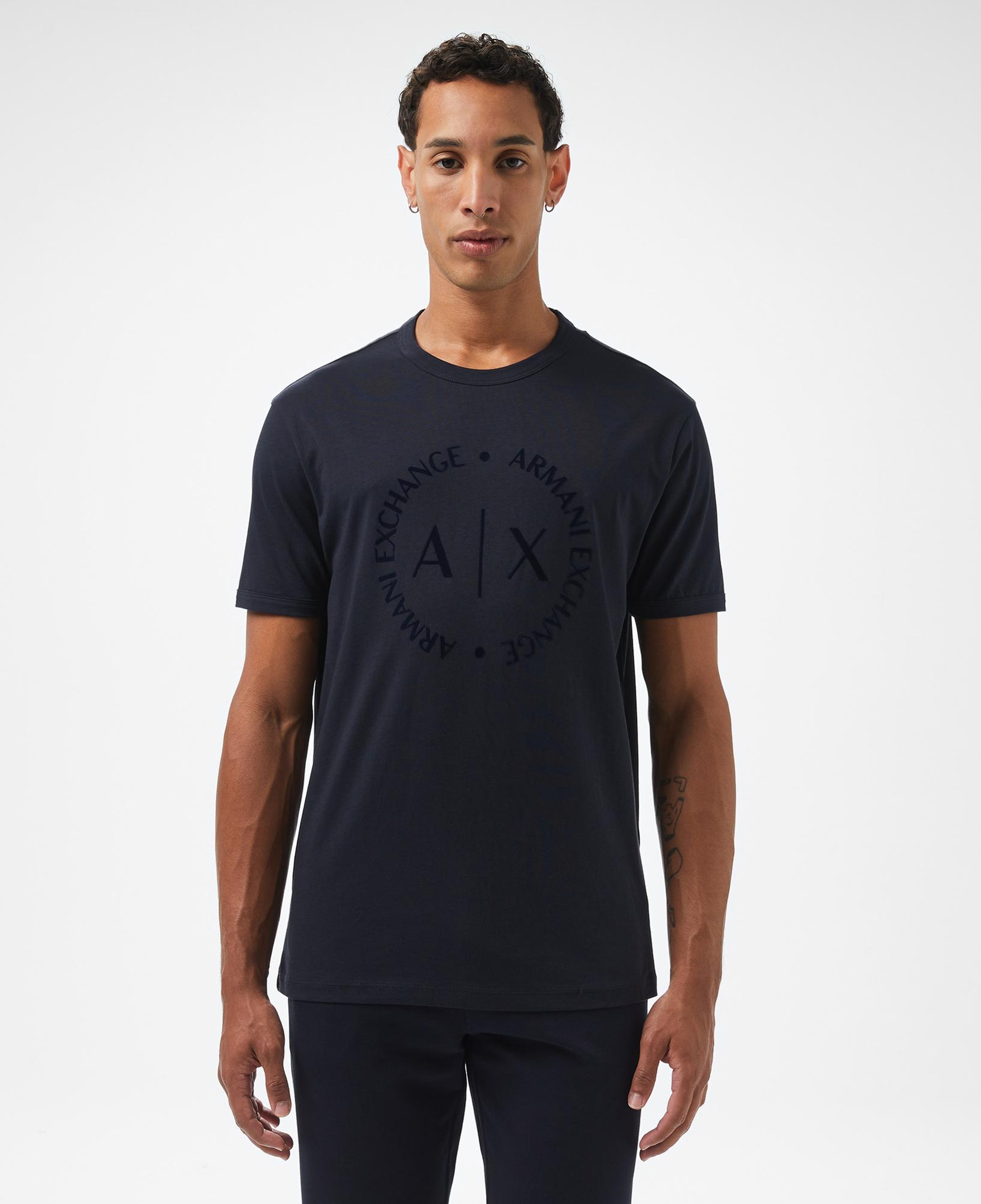 Armani Exchange Erkek Lacivert Bisiklet Yaka T-Shirt