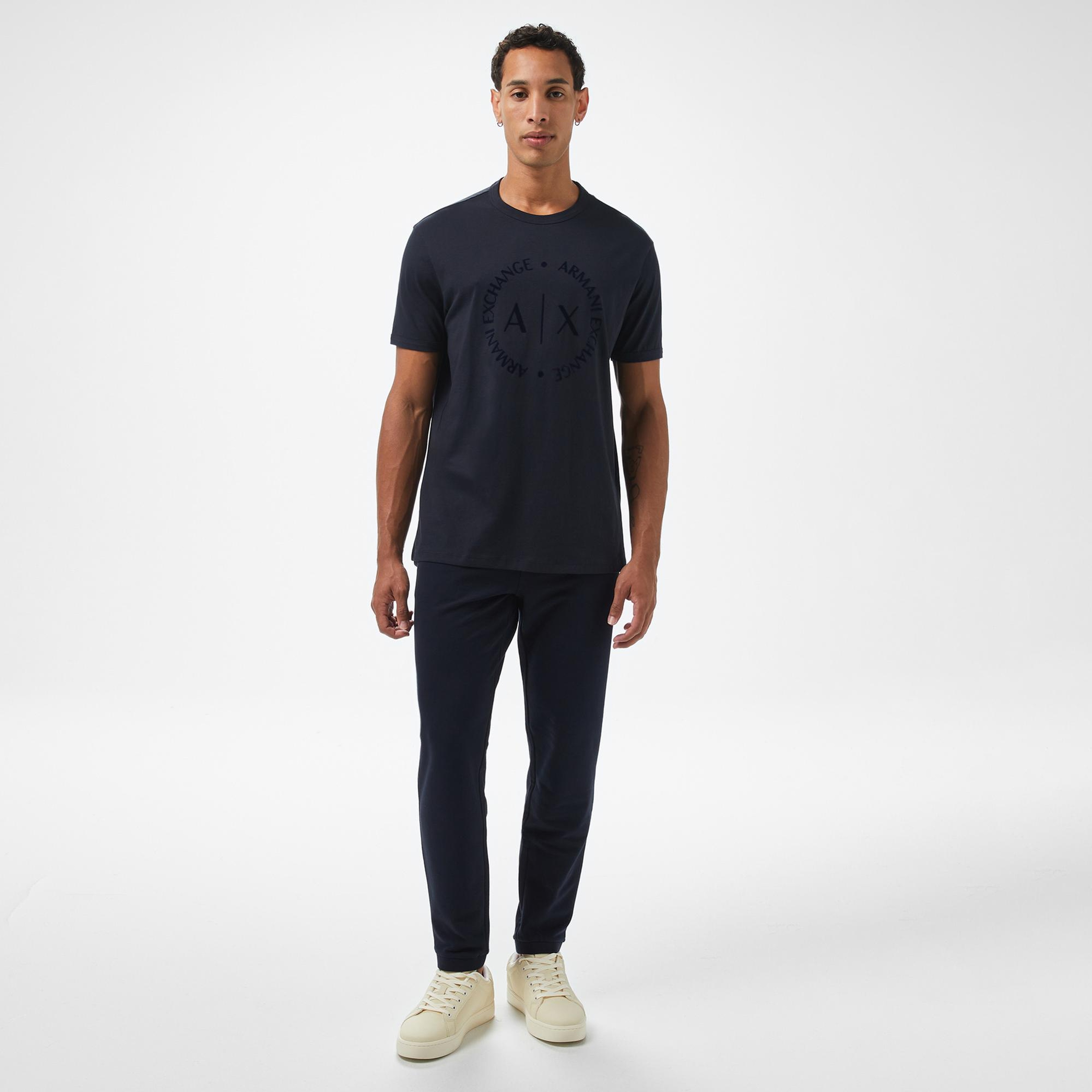 Armani Exchange Erkek Lacivert Bisiklet Yaka T-Shirt