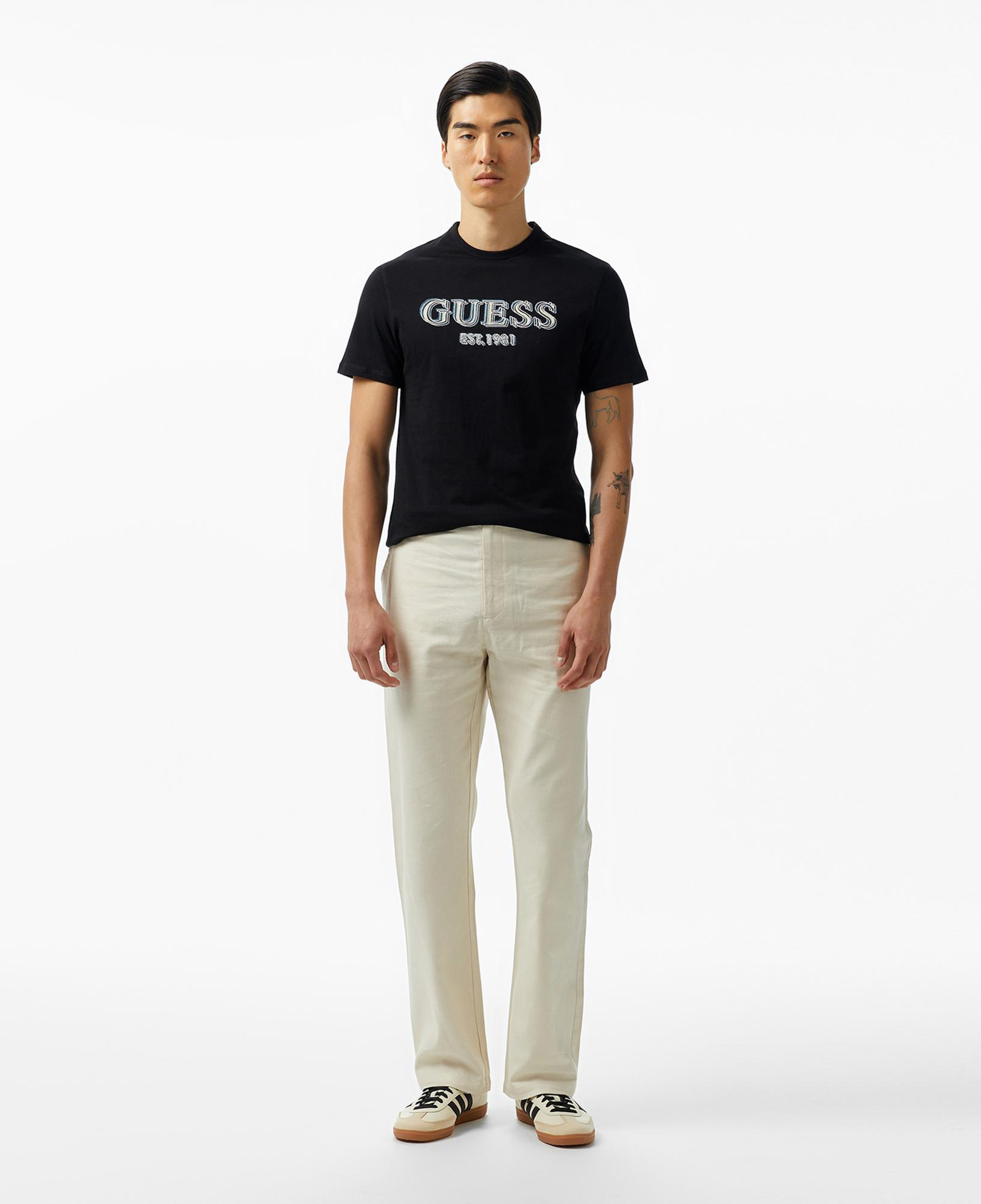 Guess Logo Mid Organic Stream 180 Erkek Siyah T-Shirt