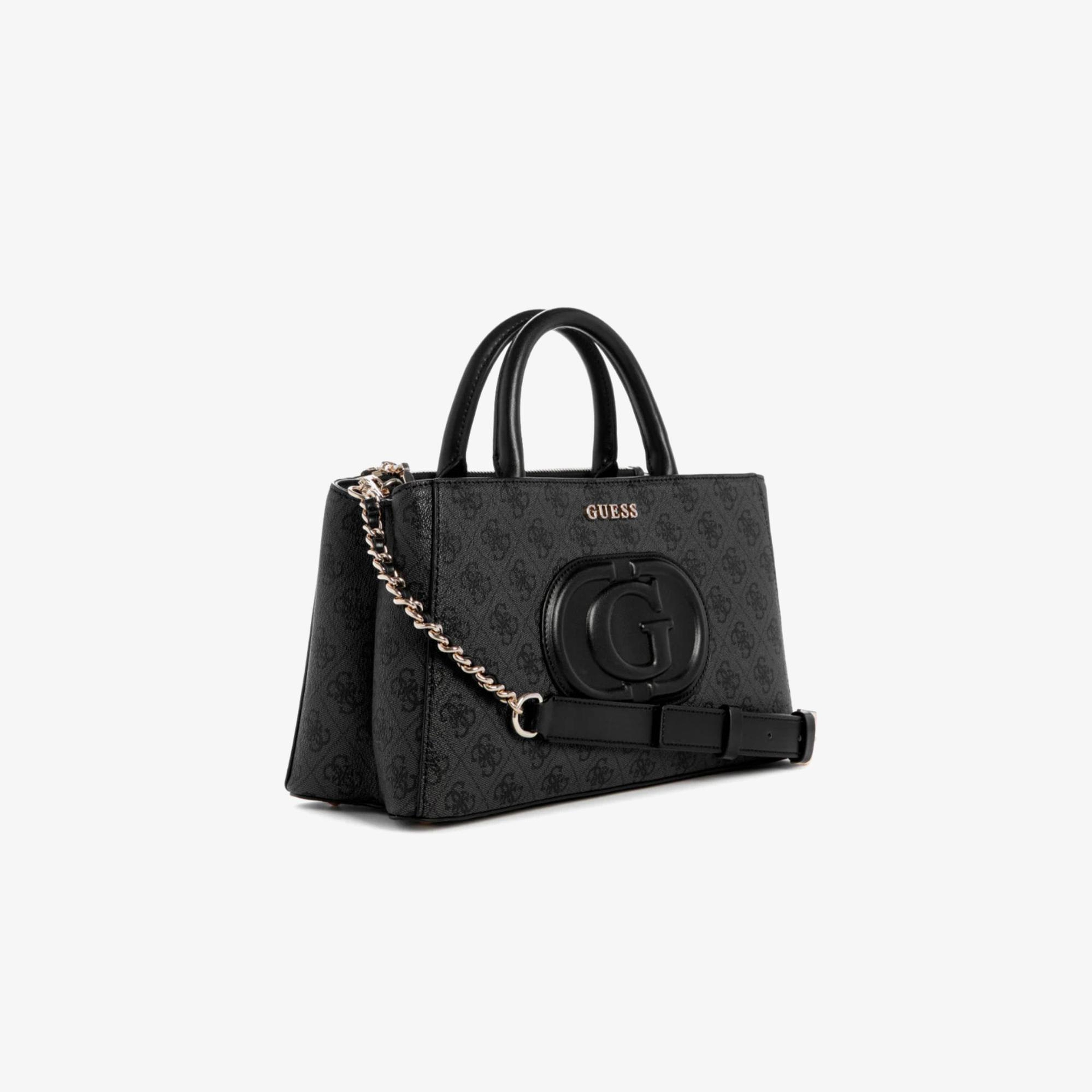 Guess Eco Erica 2 Comp Sat Eco Mietta Small Society Satchel Kadın Siyah El Çantası