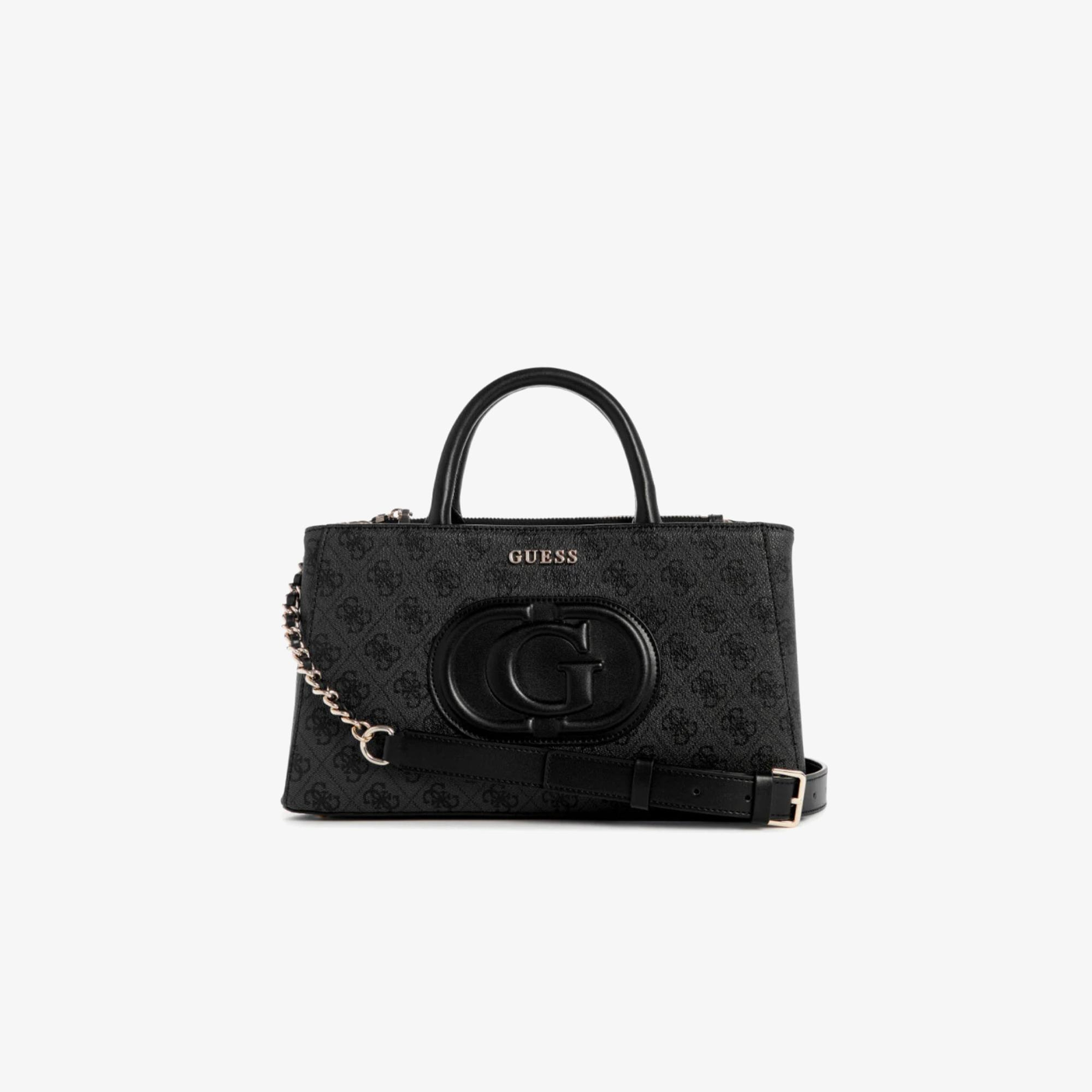Guess Eco Erica 2 Comp Sat Eco Mietta Small Society Satchel Kadın Siyah El Çantası