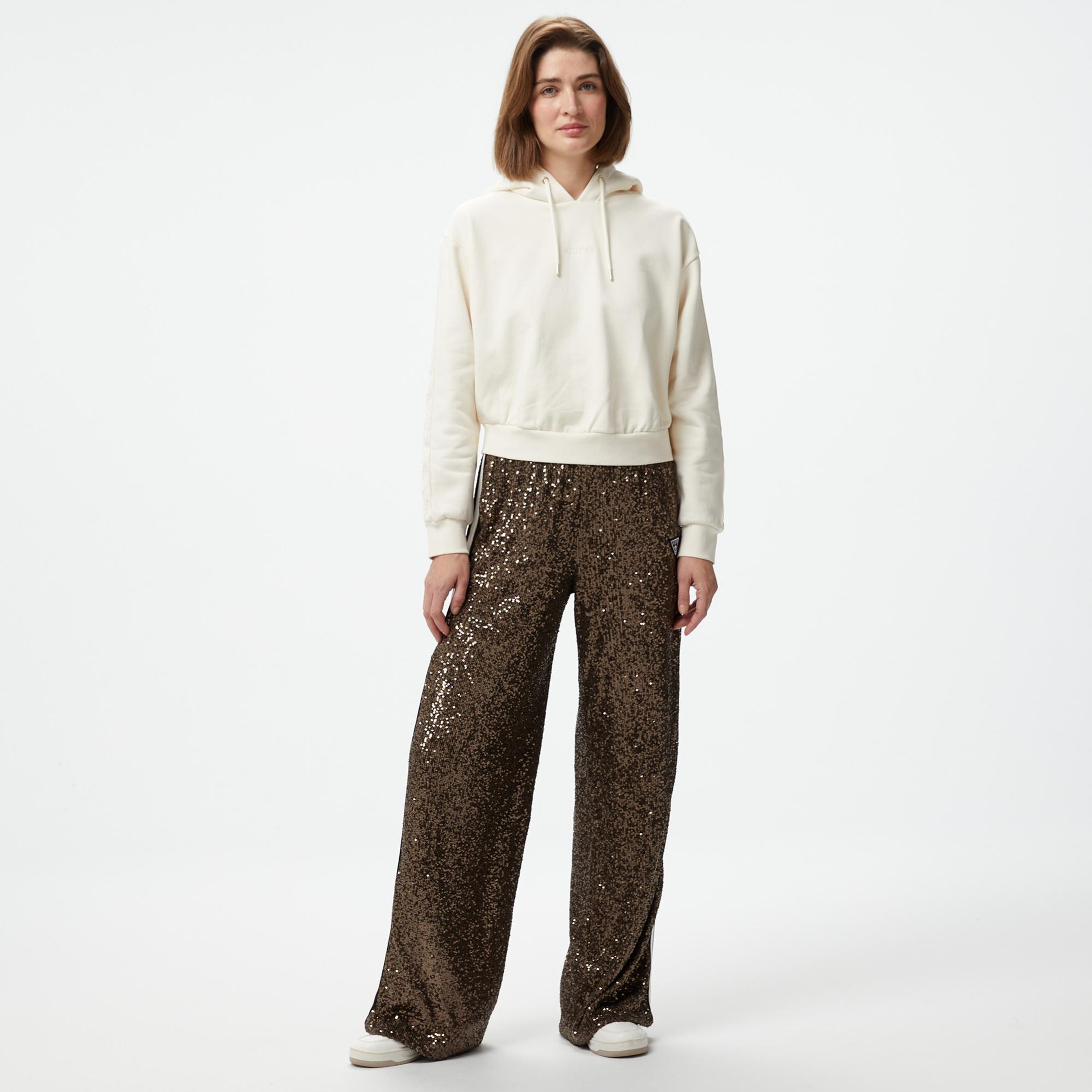 Guess Mini Sequins Straight Full Kadın Yeşil Eşofman Altı