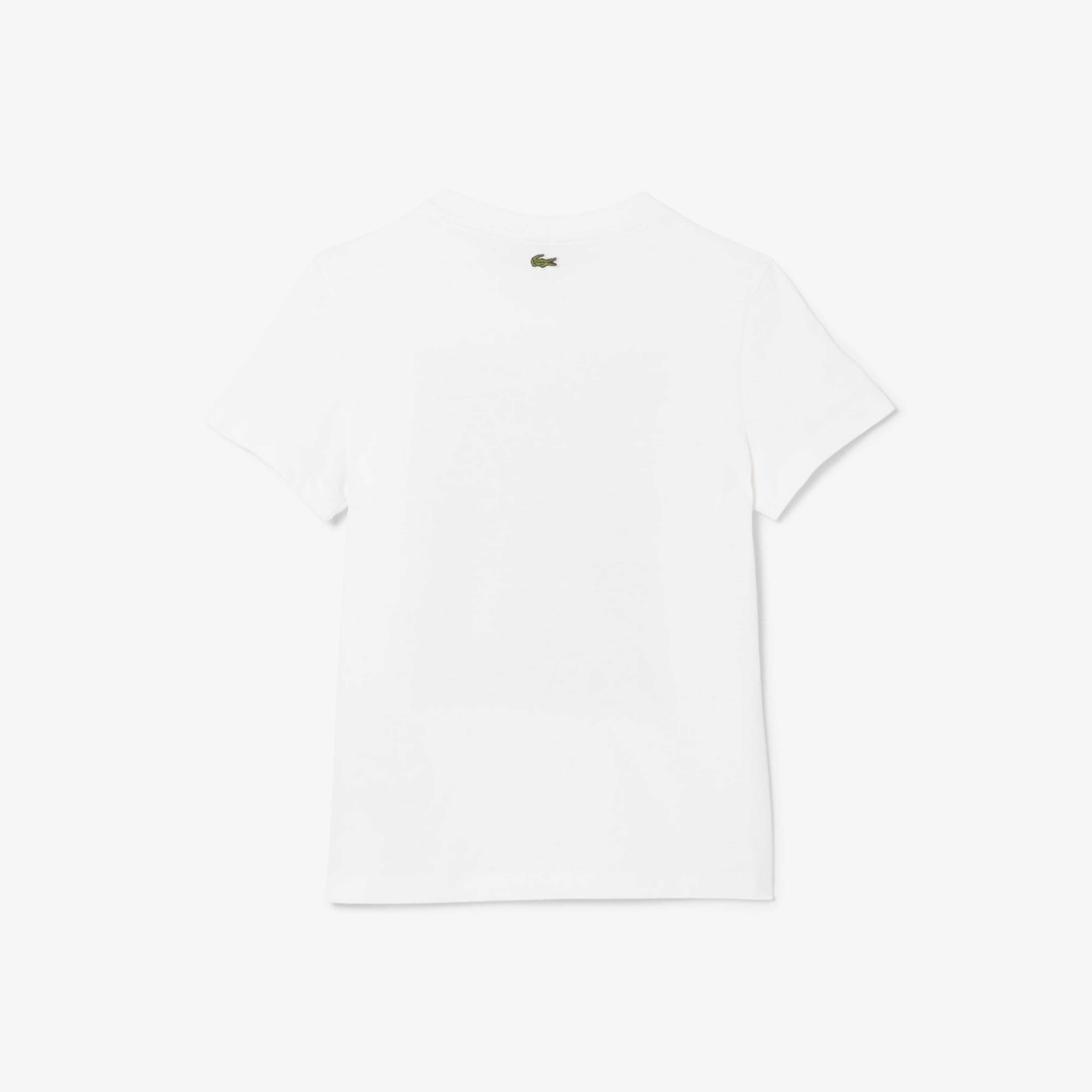 Lacoste Çocuk Bisiklet Yaka Baskılı Beyaz T-Shirt