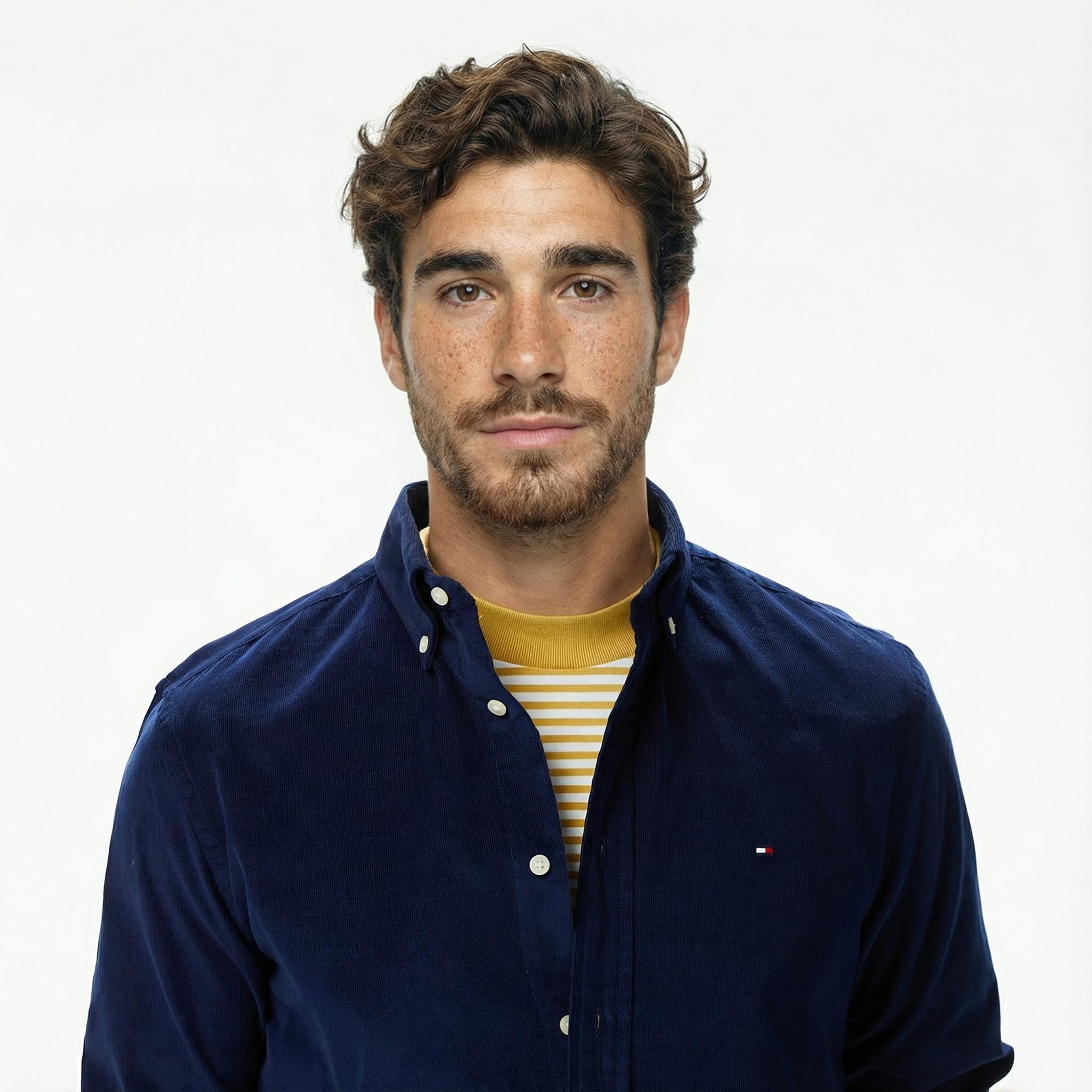 Tommy Hilfiger Solid Corduroy Erkek Mavi Gömlek