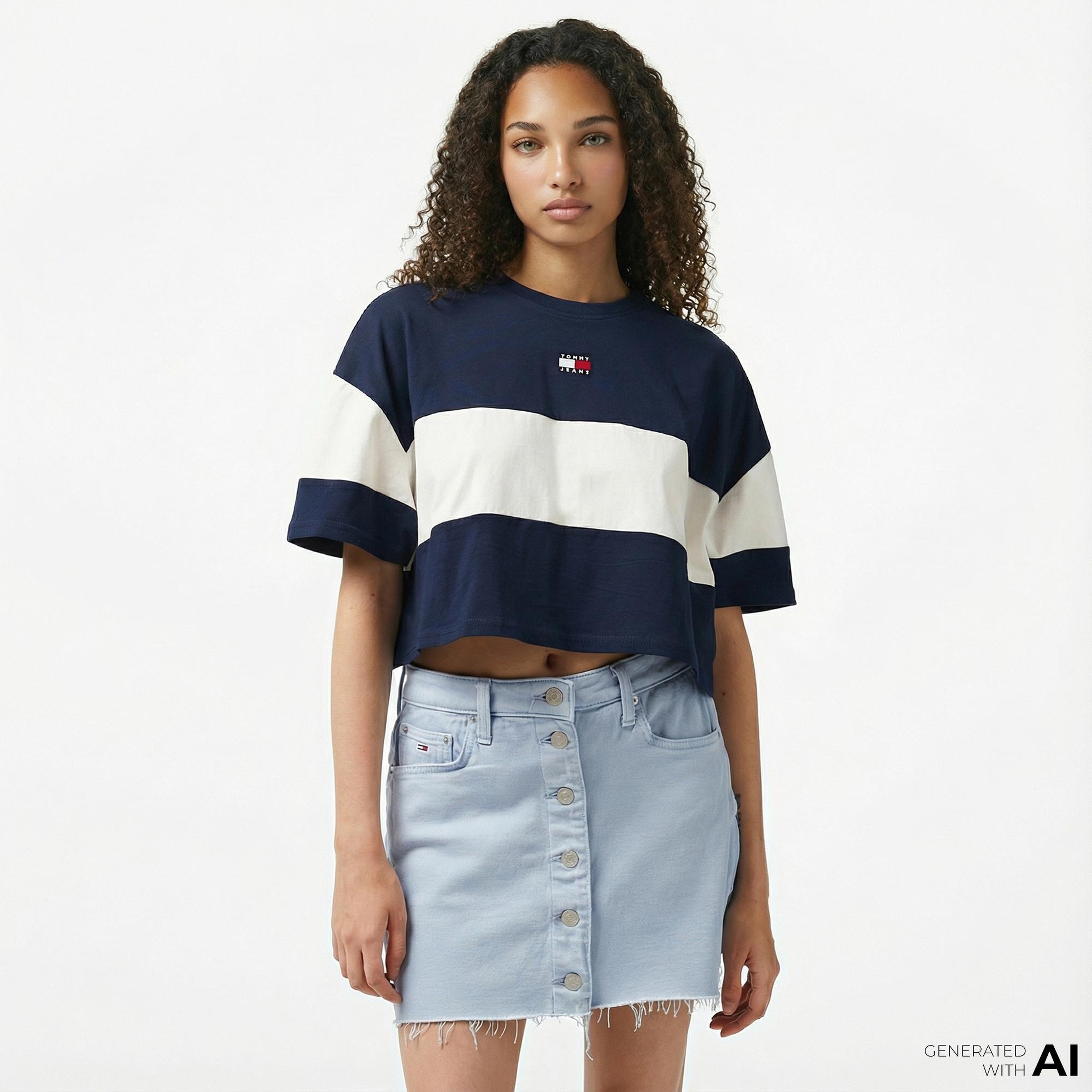 Tommy Hilfiger Badge Kadın Lacivert T-Shirt