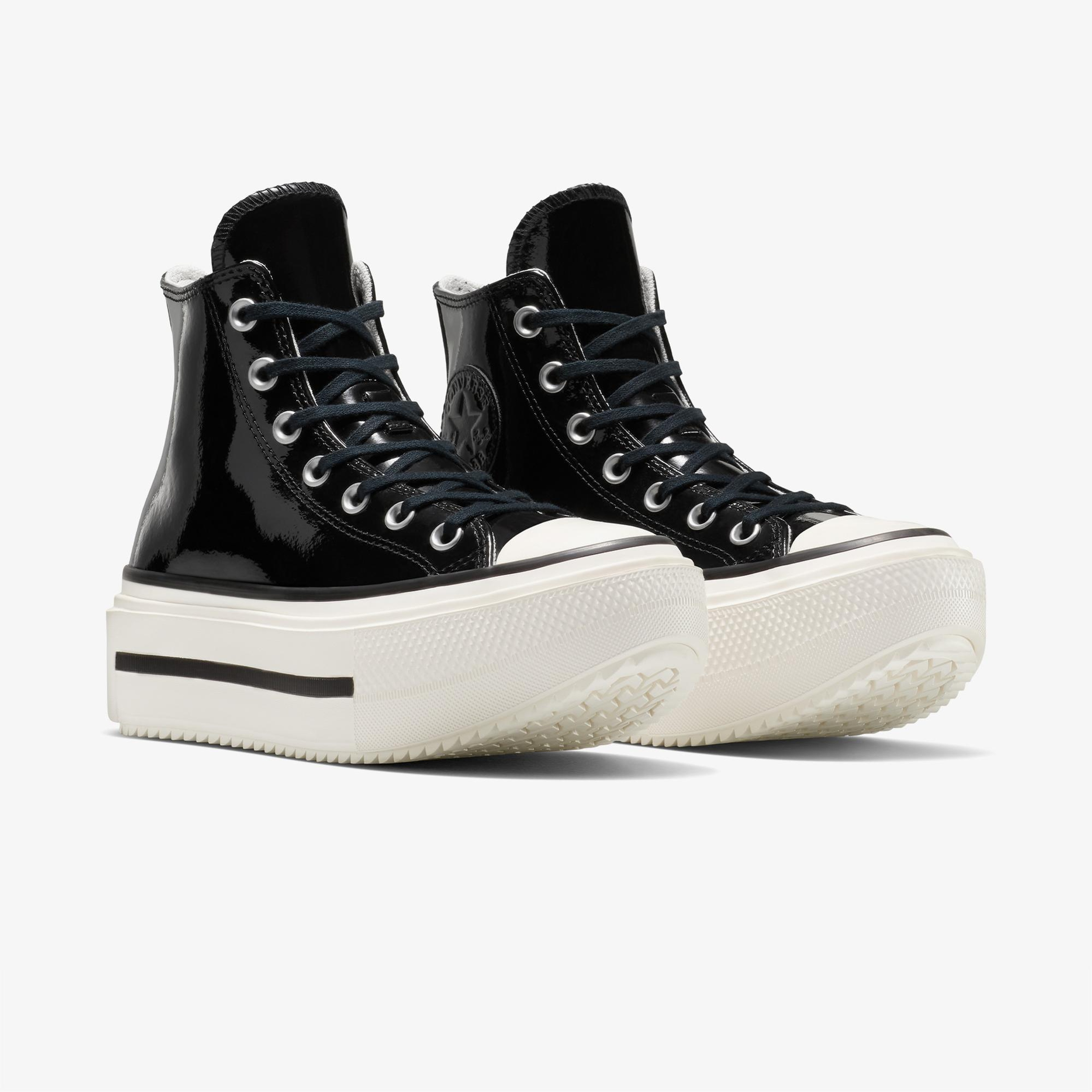 Converse Chuck Taylor All Star Lift Double Stack Platform Deri Unisex Siyah Sneaker