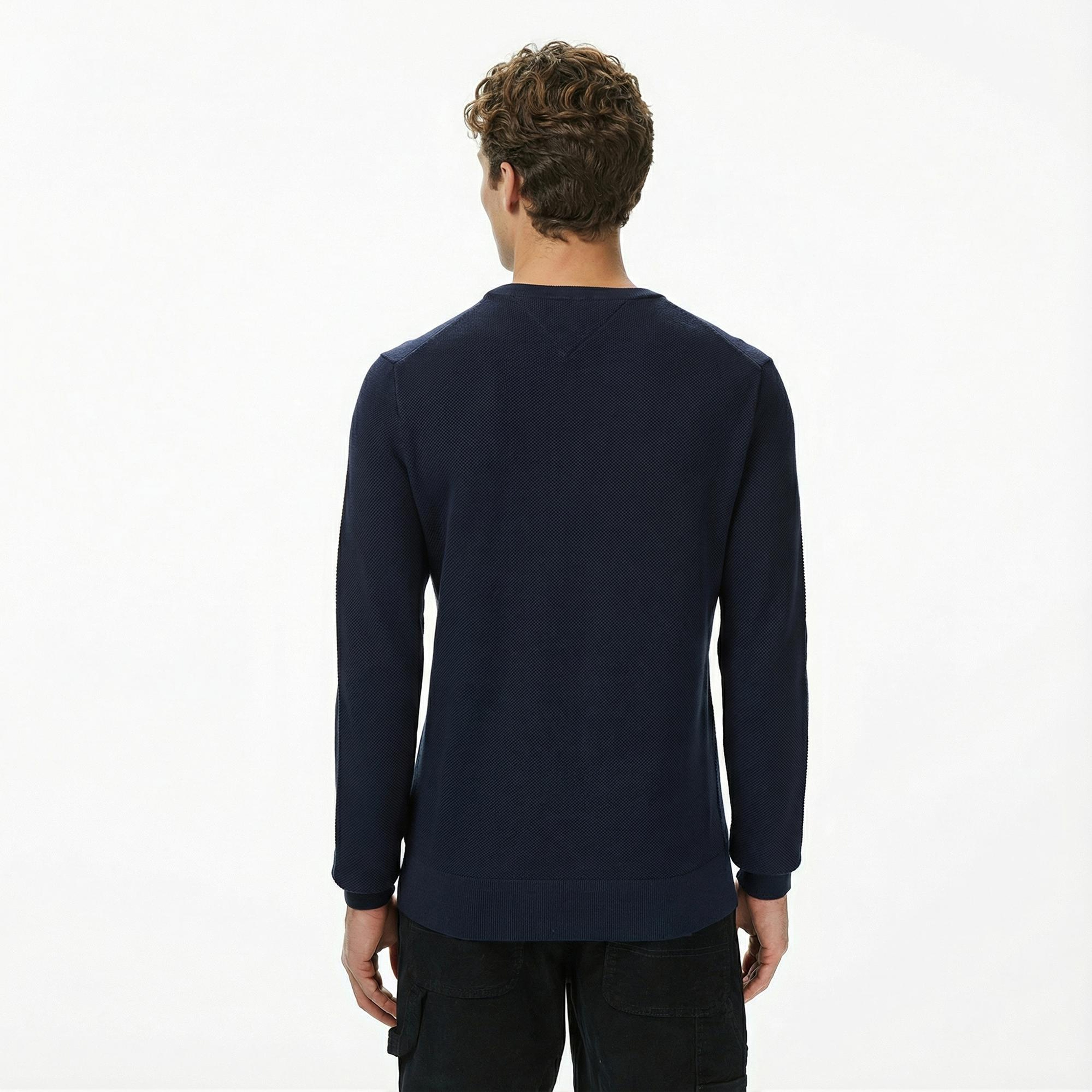 Tommy Hilfiger Essential Structure Yuvarlak Yaka Erkek Lacivert Kazak