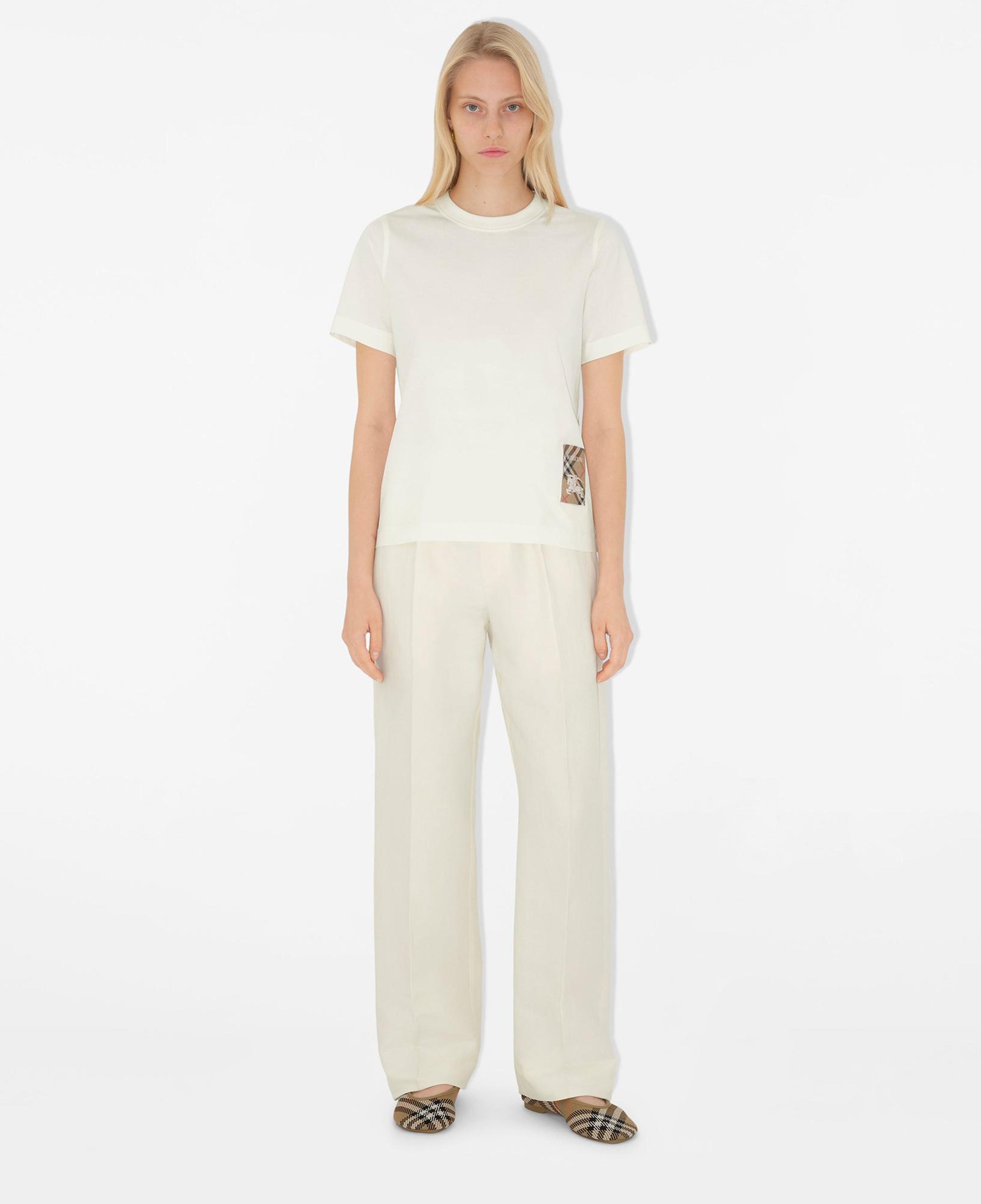 Burberry For Label Cotton Kadın Beyaz T-Shirt