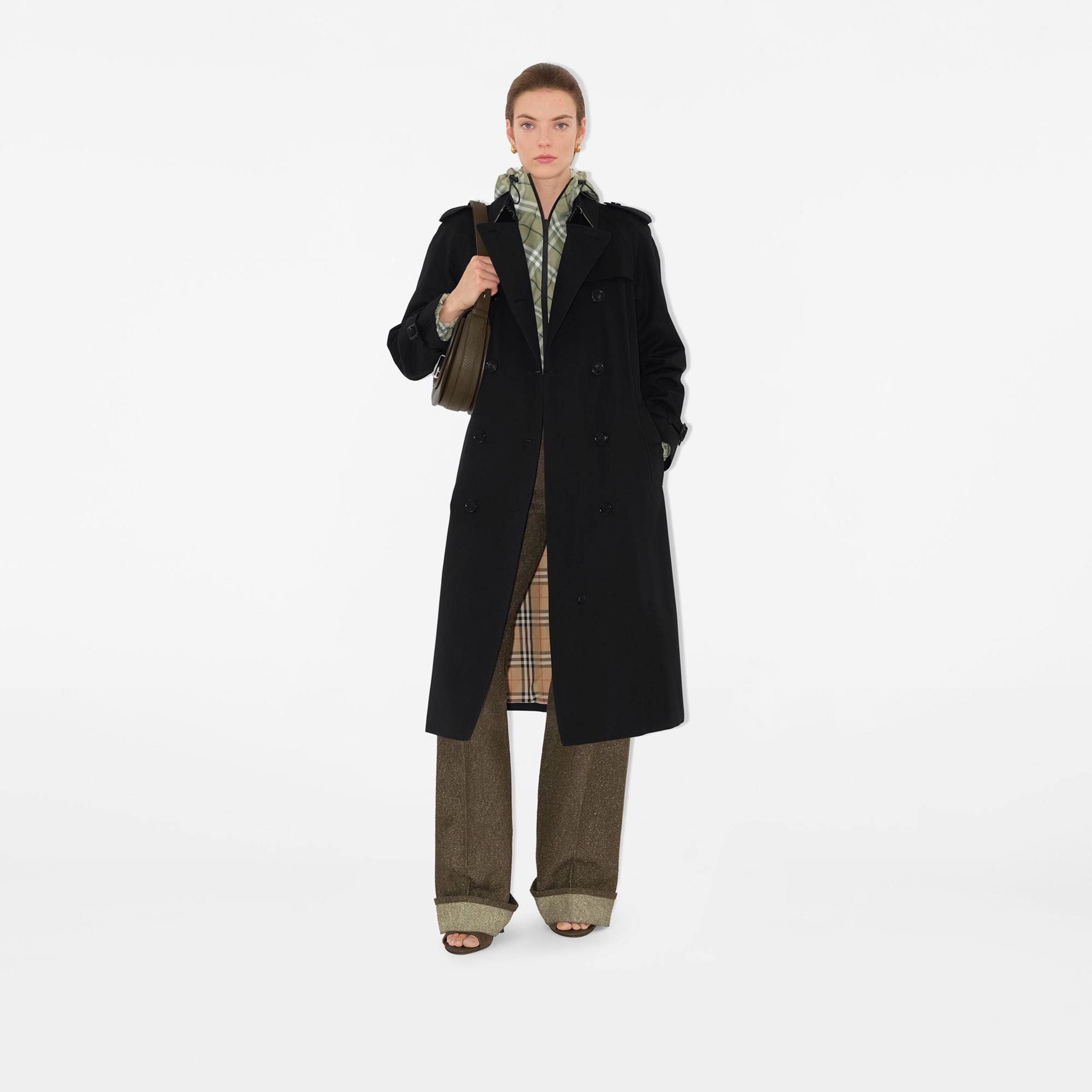 Burberry Long Waterloo Heritage Kadın Siyah Trençkot