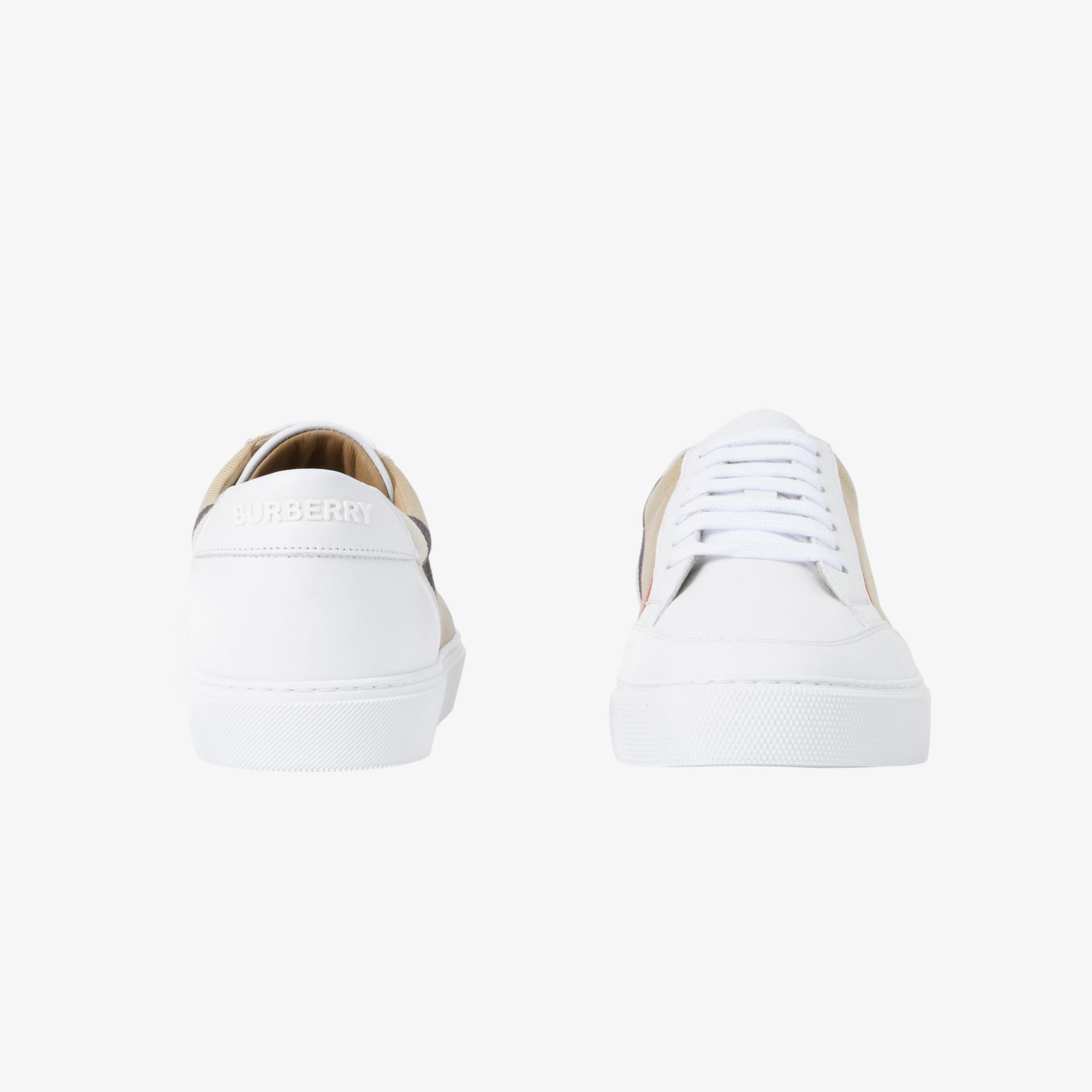 Burberry House Check and Leather Kadın Beyaz Sneaker