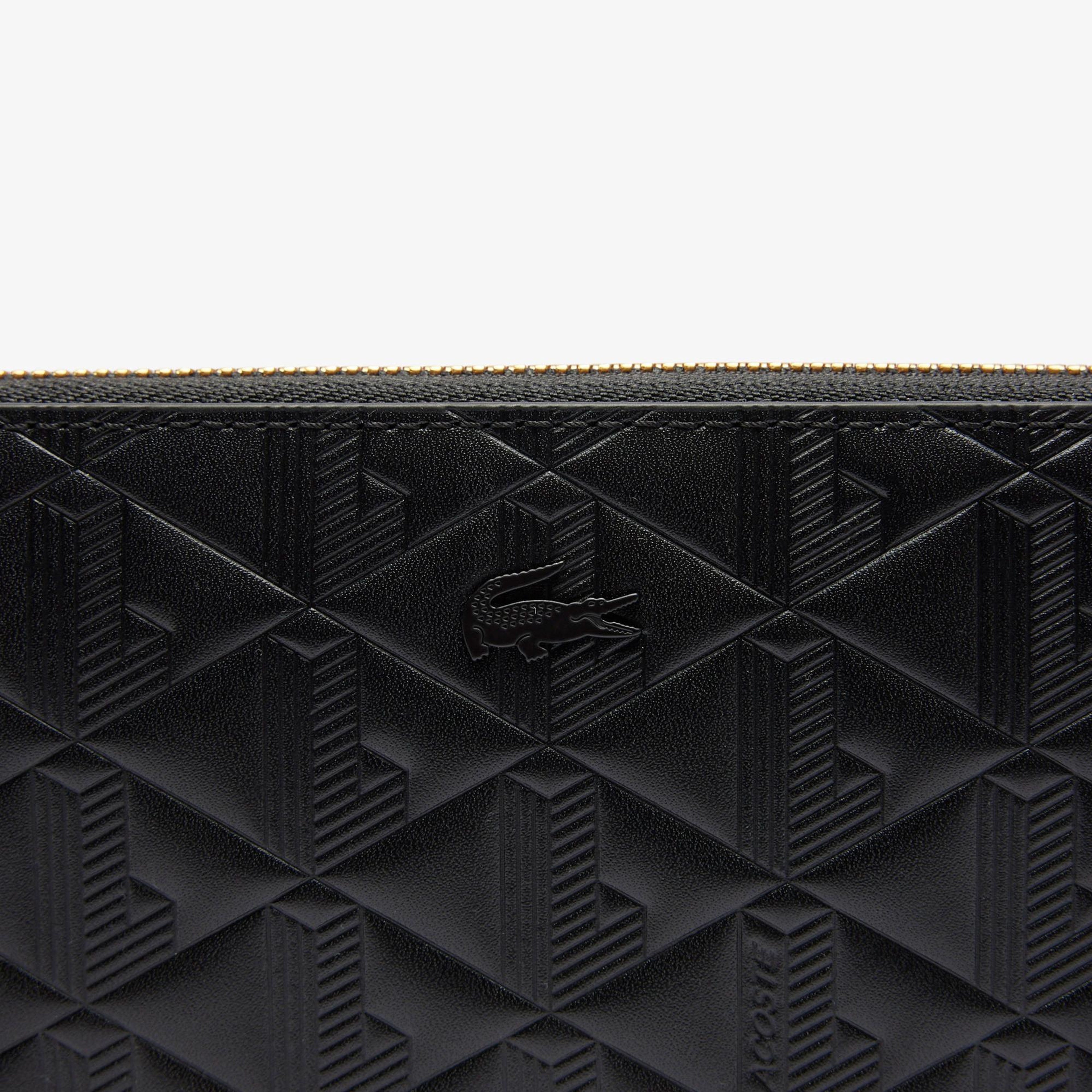 Lacoste Maheki Kadın Monogram Deri  Siyah Cüzdan