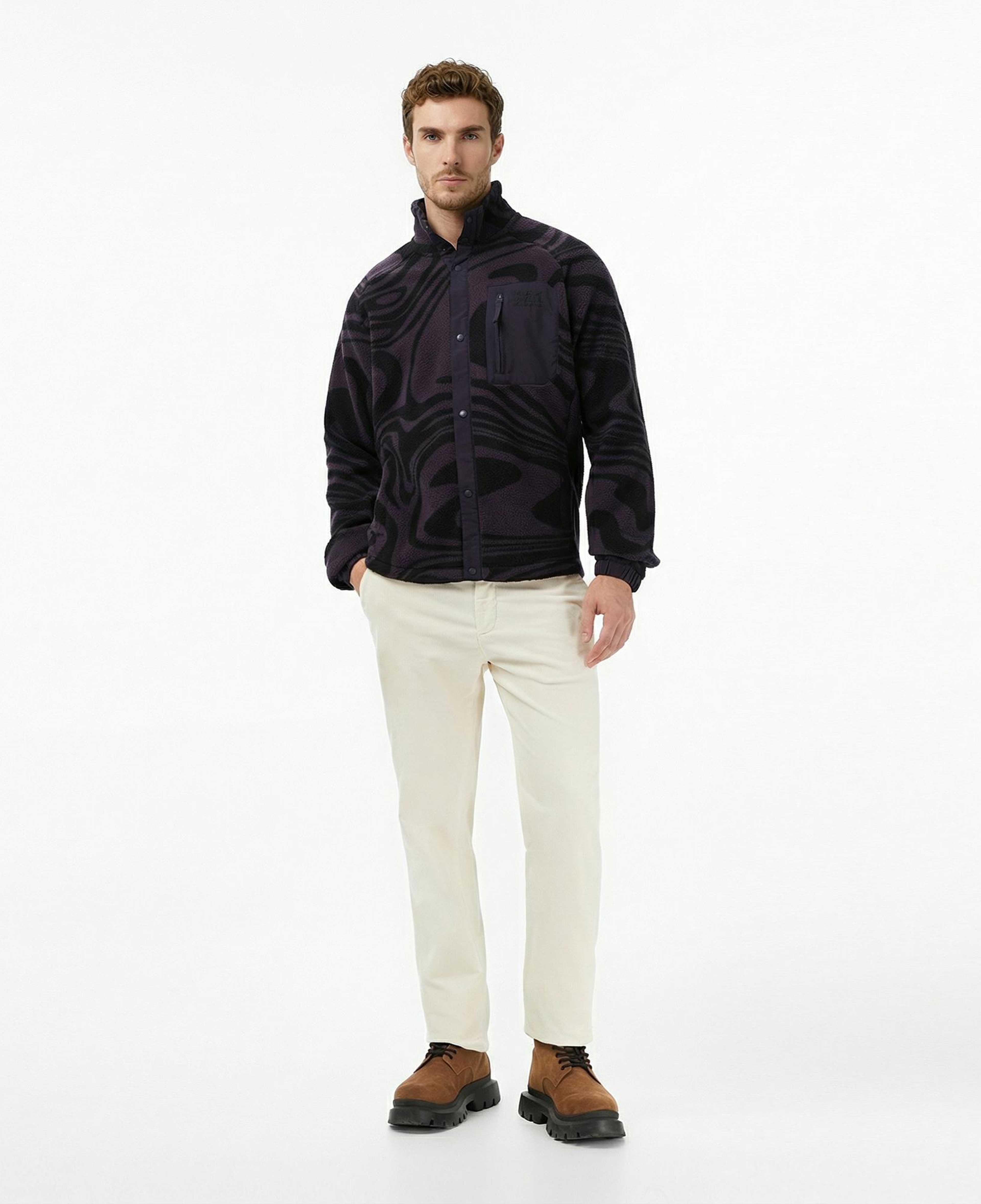 Helly Hansen Panorama Printed Pile Snap Erkek Siyah Ceket