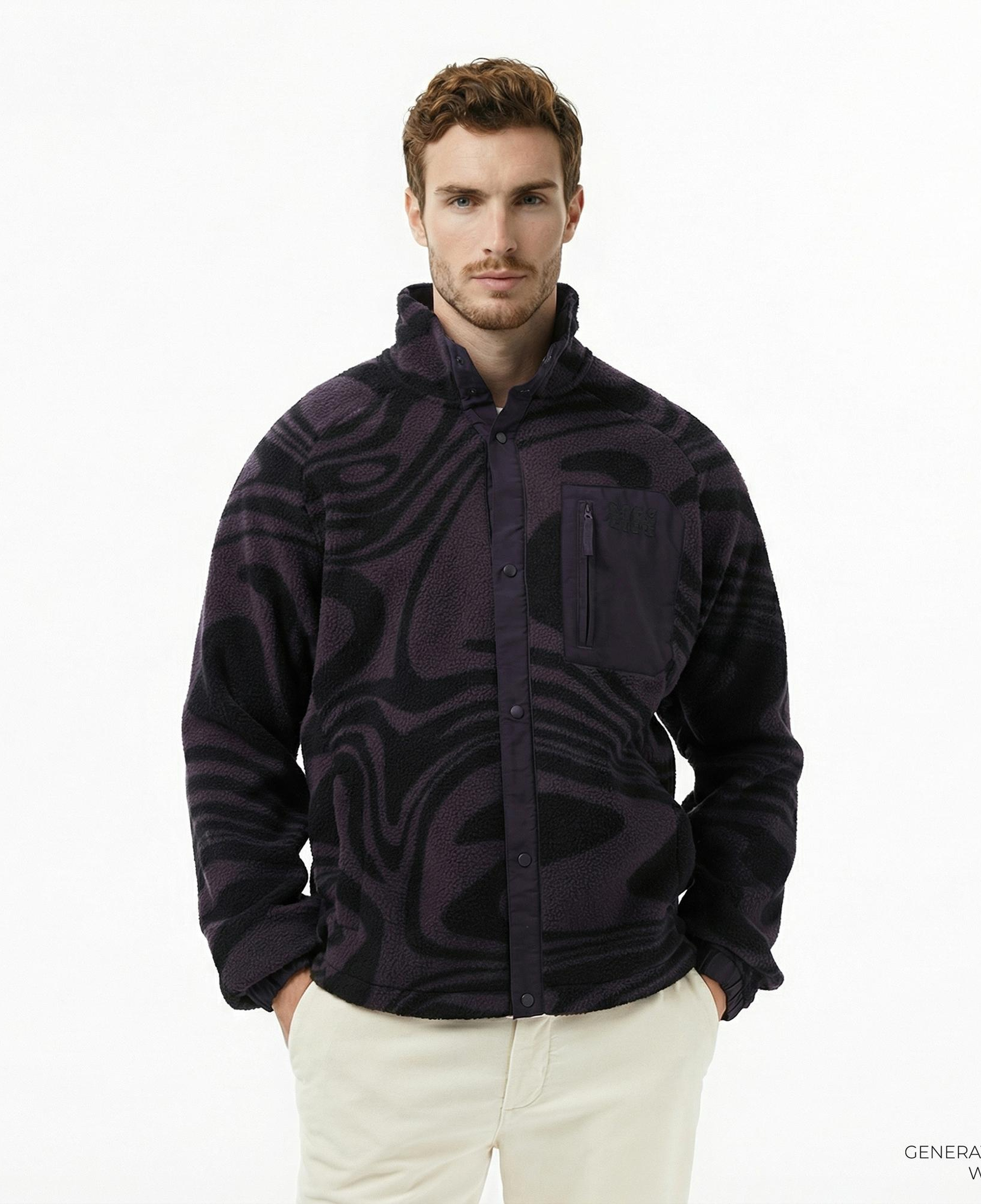 Helly Hansen Panorama Printed Pile Snap Erkek Siyah Ceket