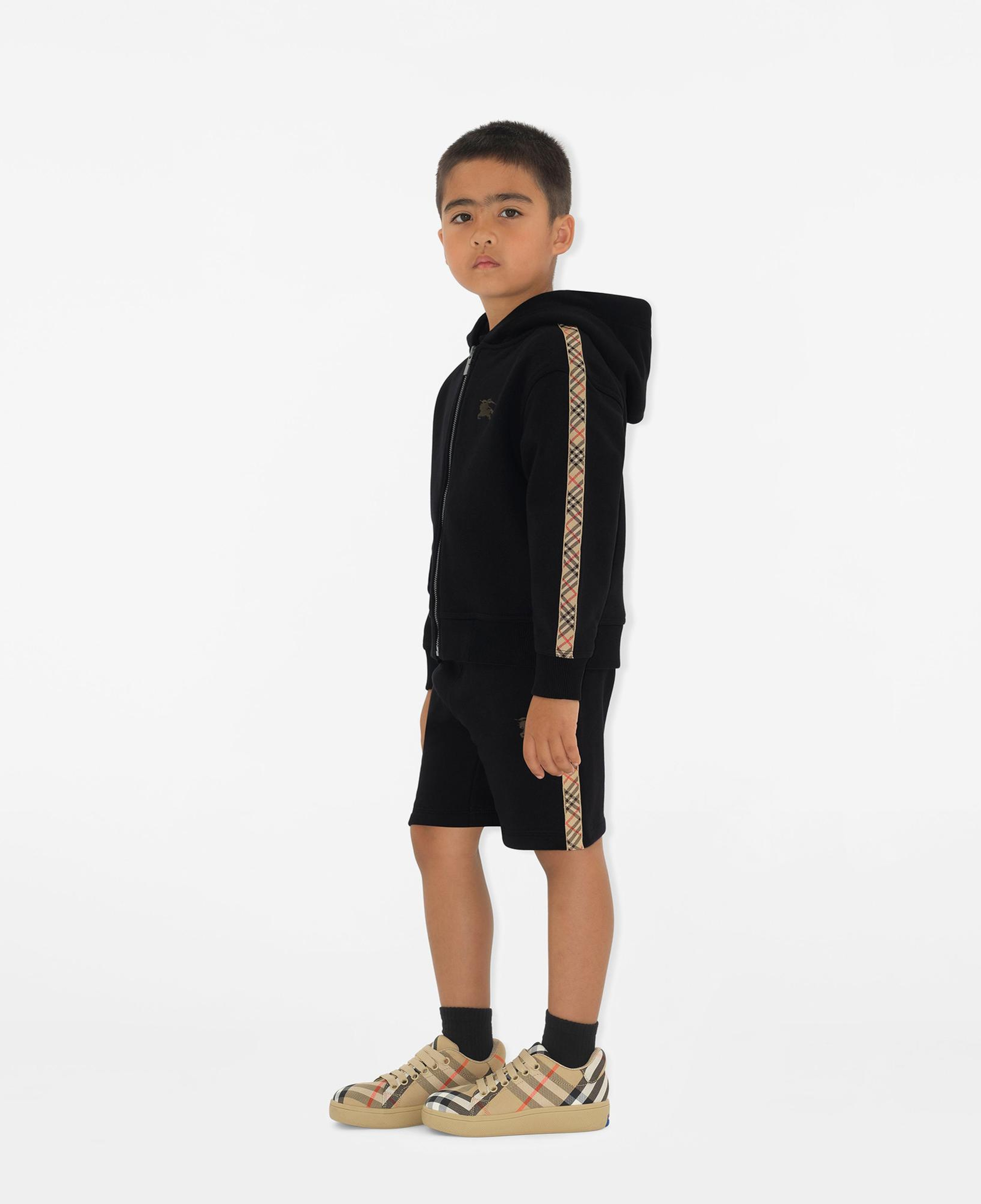 Burberry Benny Tape Check Trim Cotton Çocuk Siyah Şort