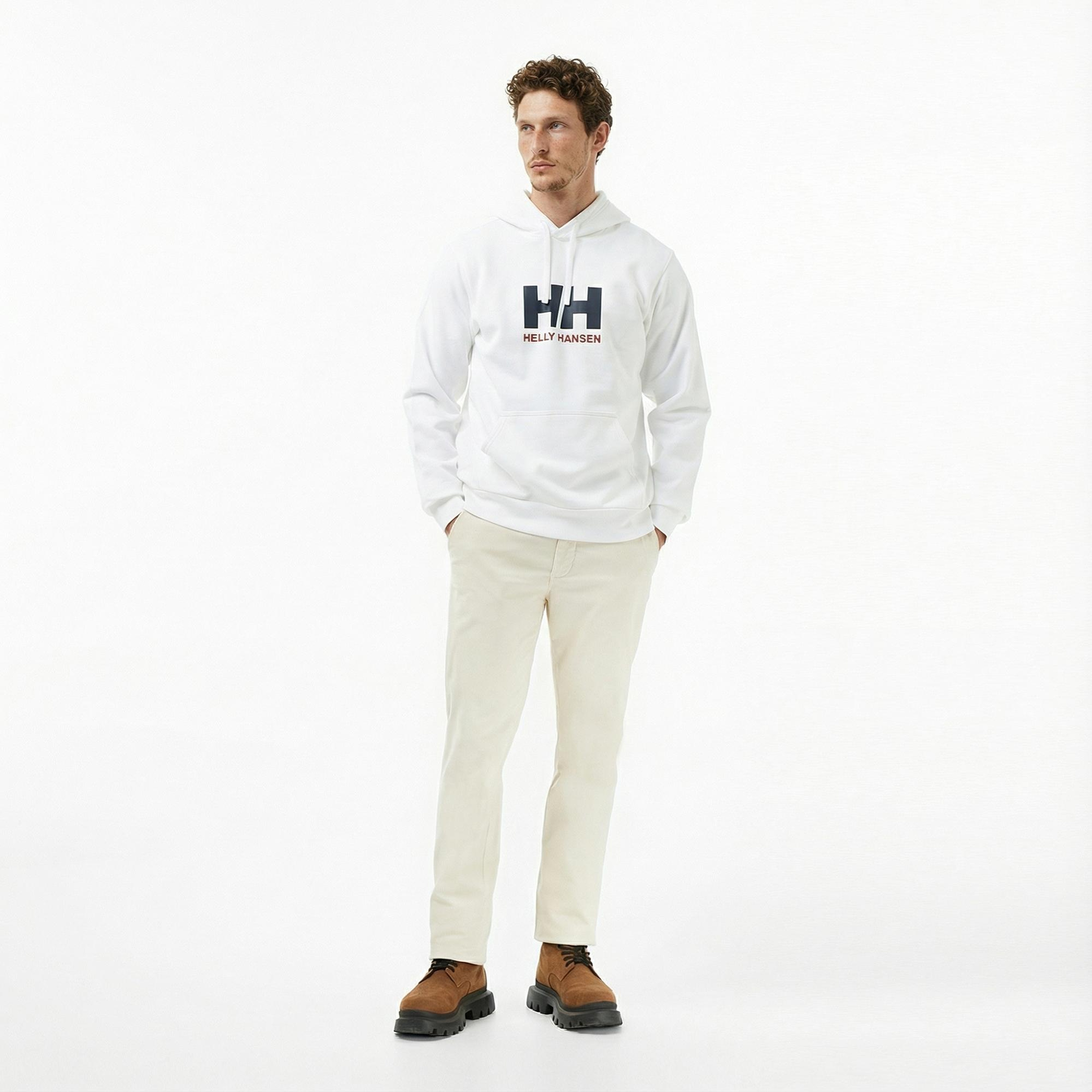 Helly Hansen Logo 3.0 Erkek Beyaz Sweatshirt