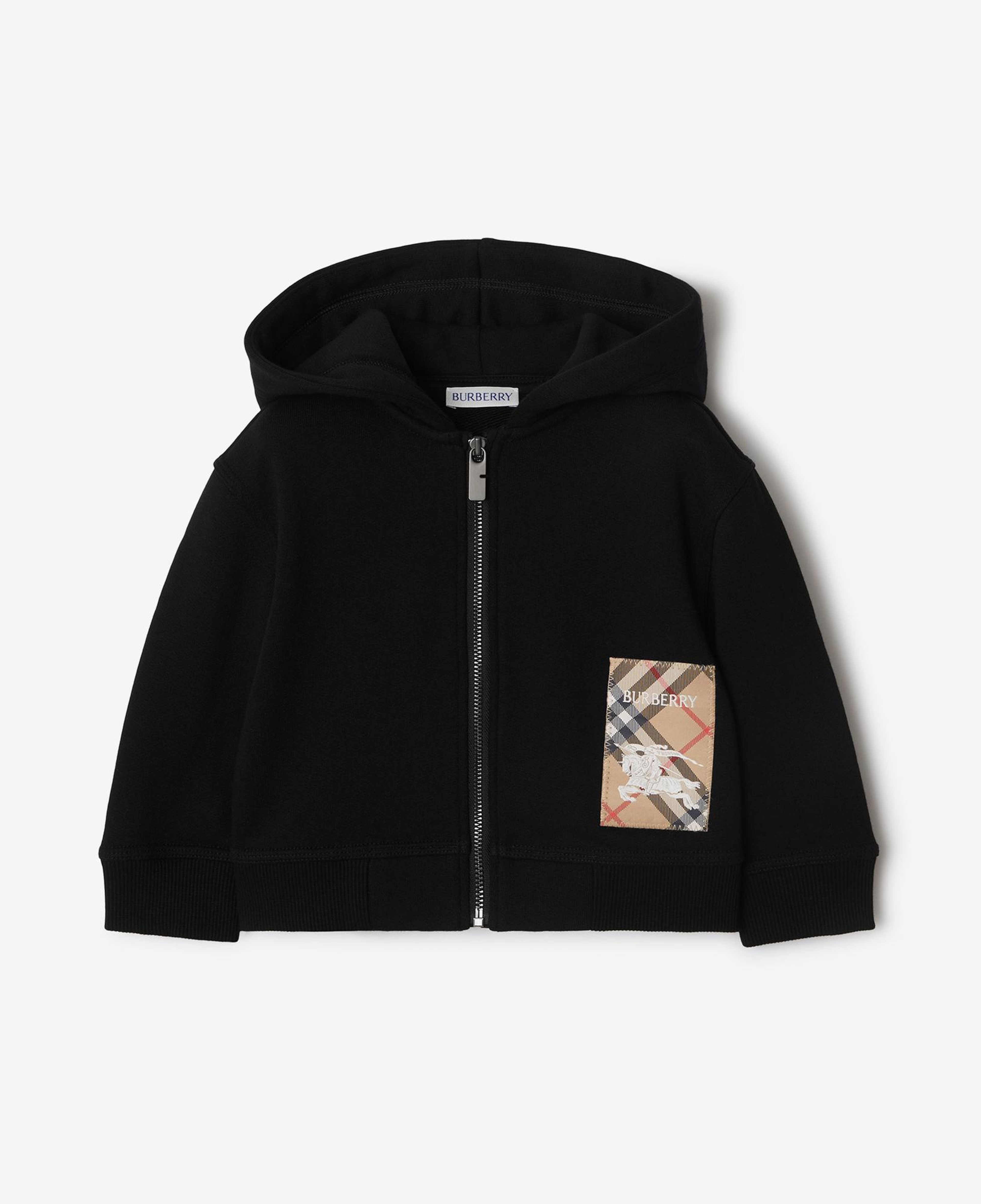 Burberry Clyde Label Cotton Zip Çocuk Siyah Hoodie
