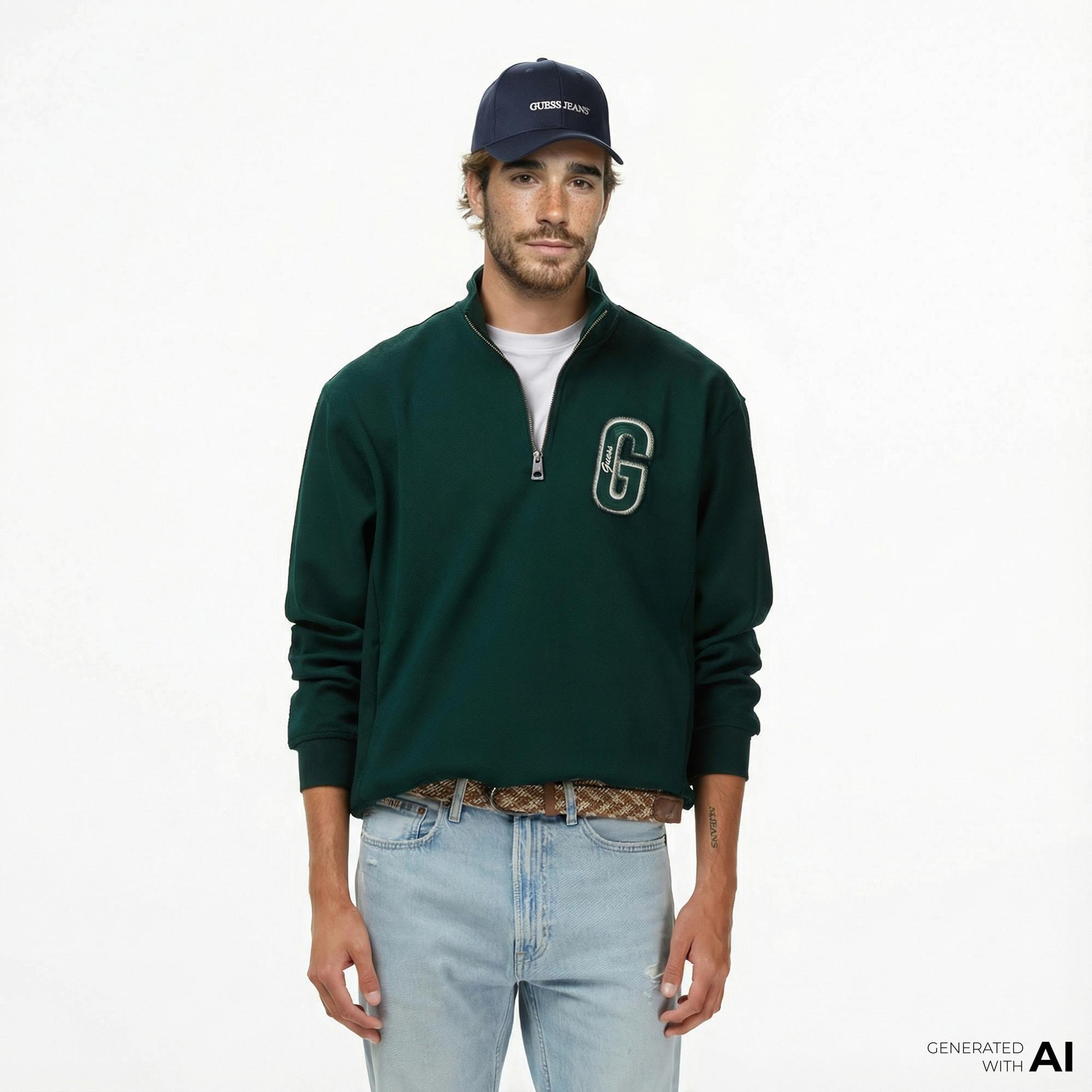Guess Harris Erkek Yeşil Sweatshirt