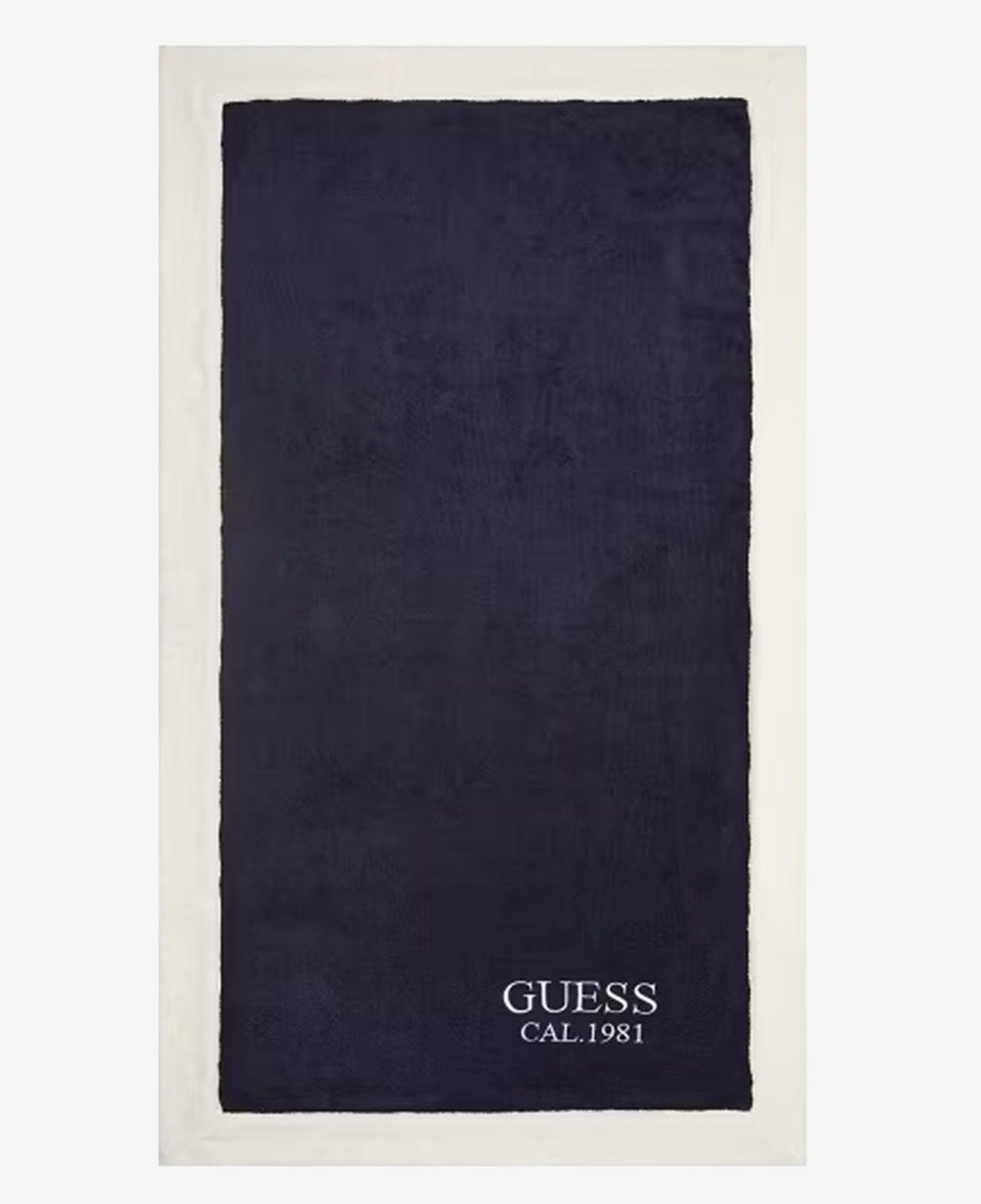 Guess Beach Towel With Border Unisex Lacivert Plaj Havlusu