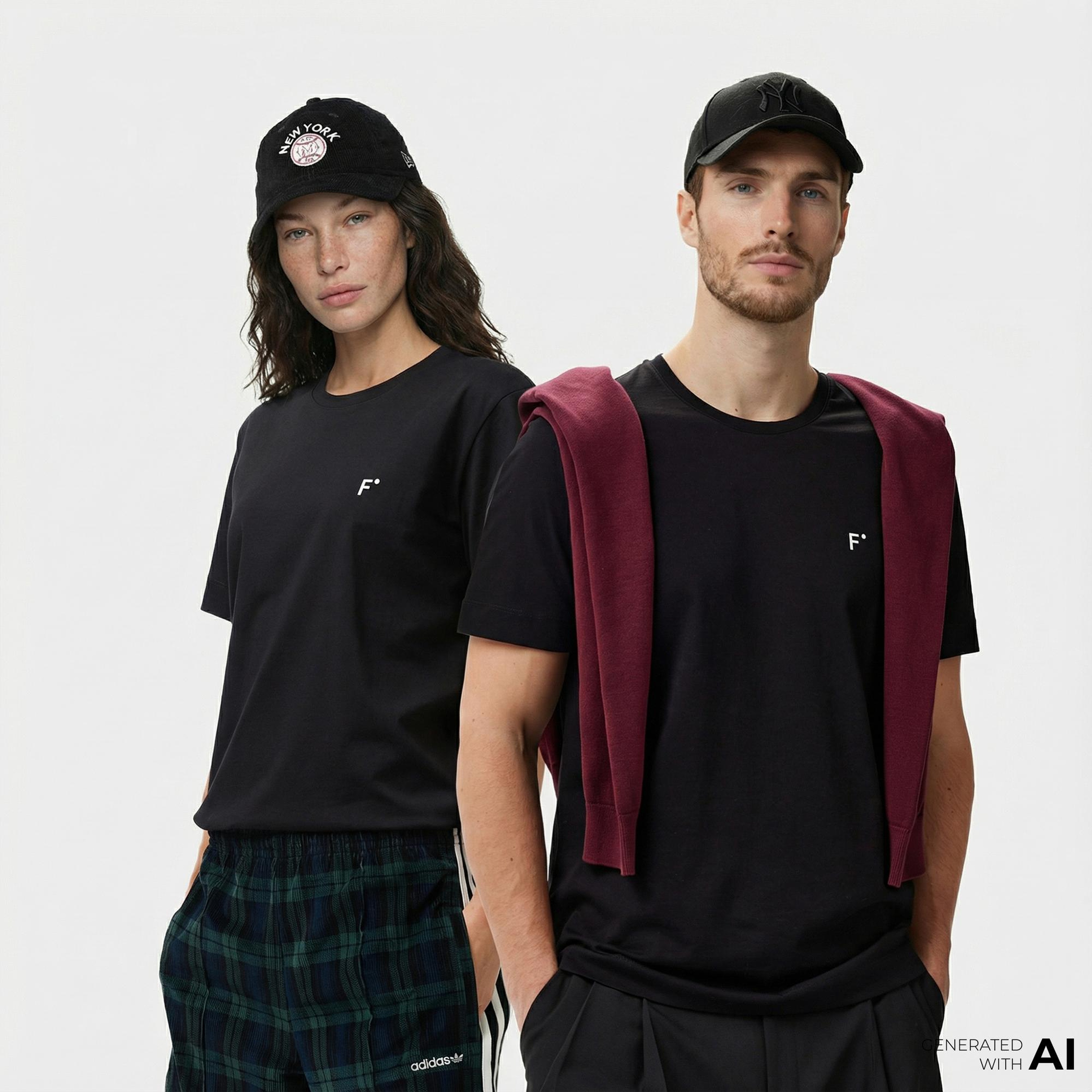 FashFed Unisex Siyah T-Shirt