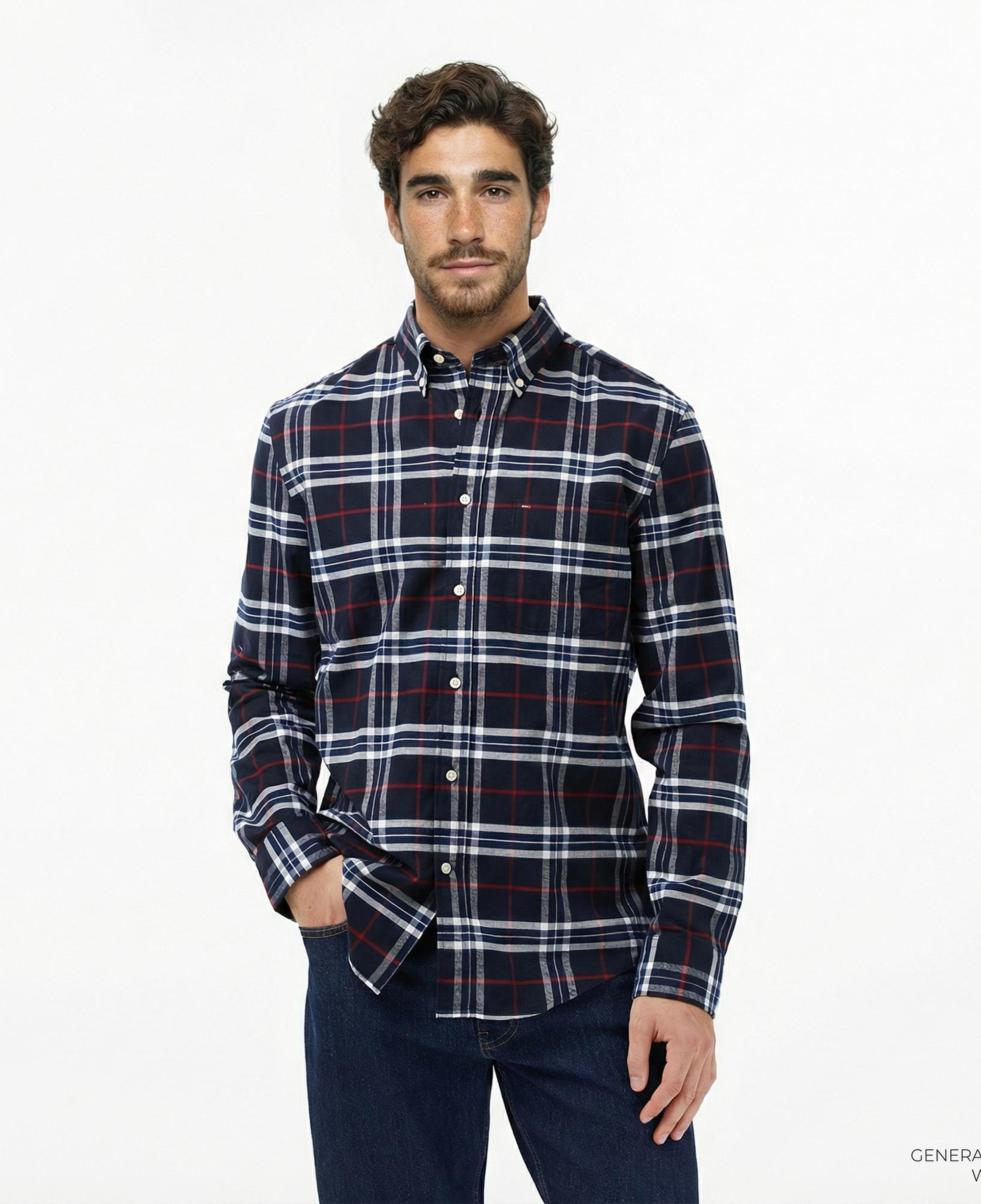 Tommy Hilfiger Brushed Oxford Erkek Mavi Gömlek