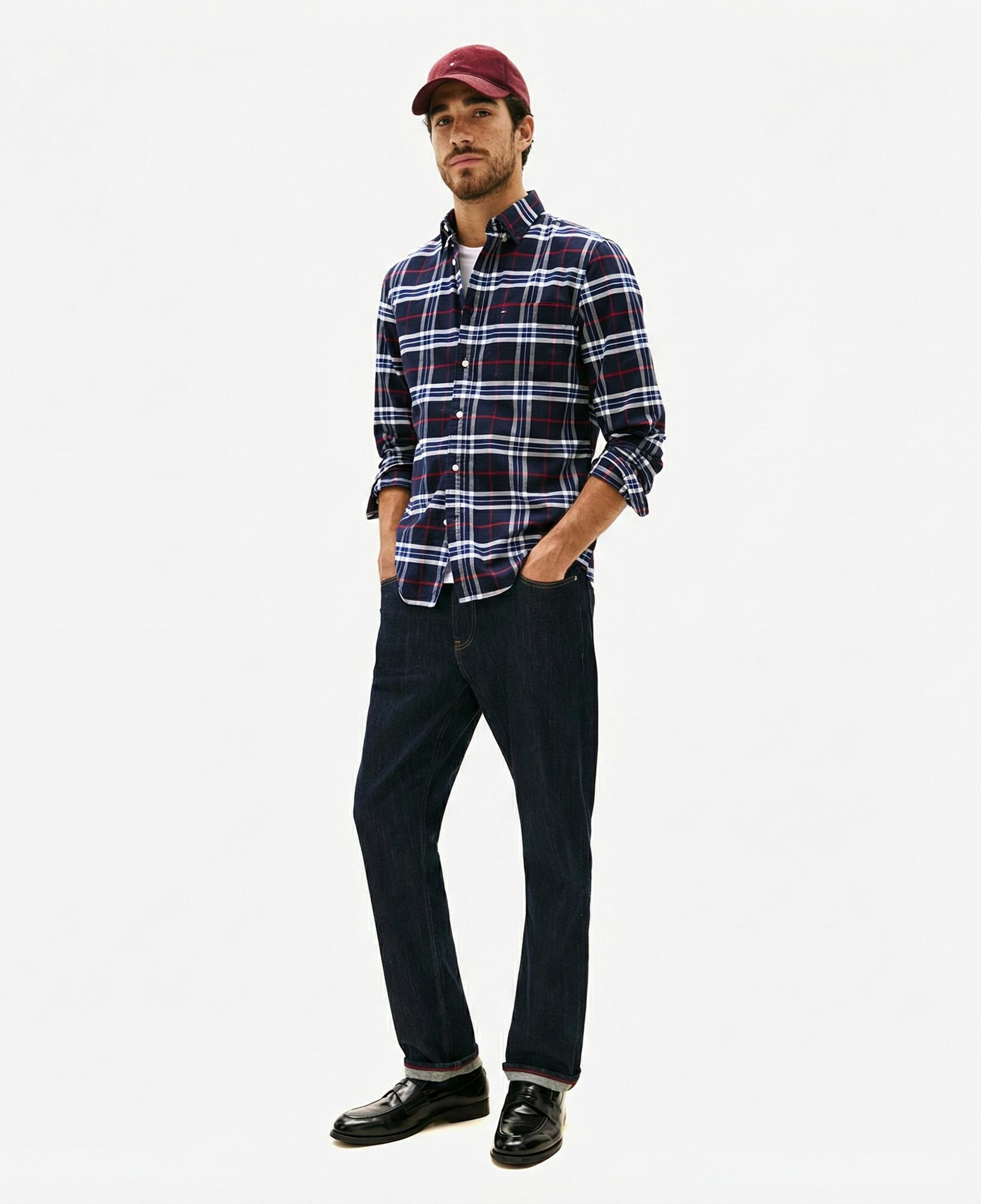 Tommy Hilfiger Brushed Oxford Erkek Mavi Gömlek