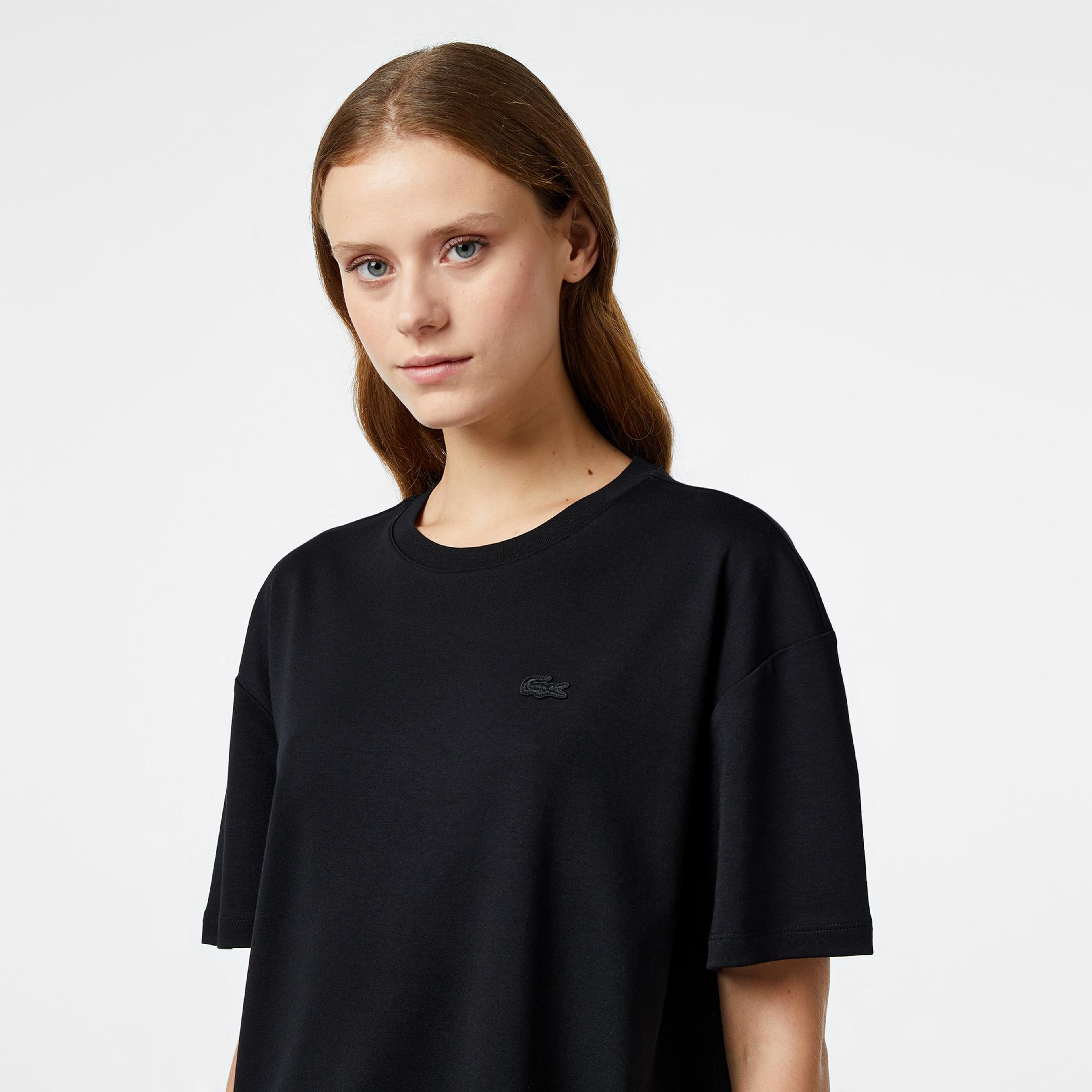Lacoste Kadın Relaxed Fit Bisiklet Yaka Koyu Siyah T-Shirt
