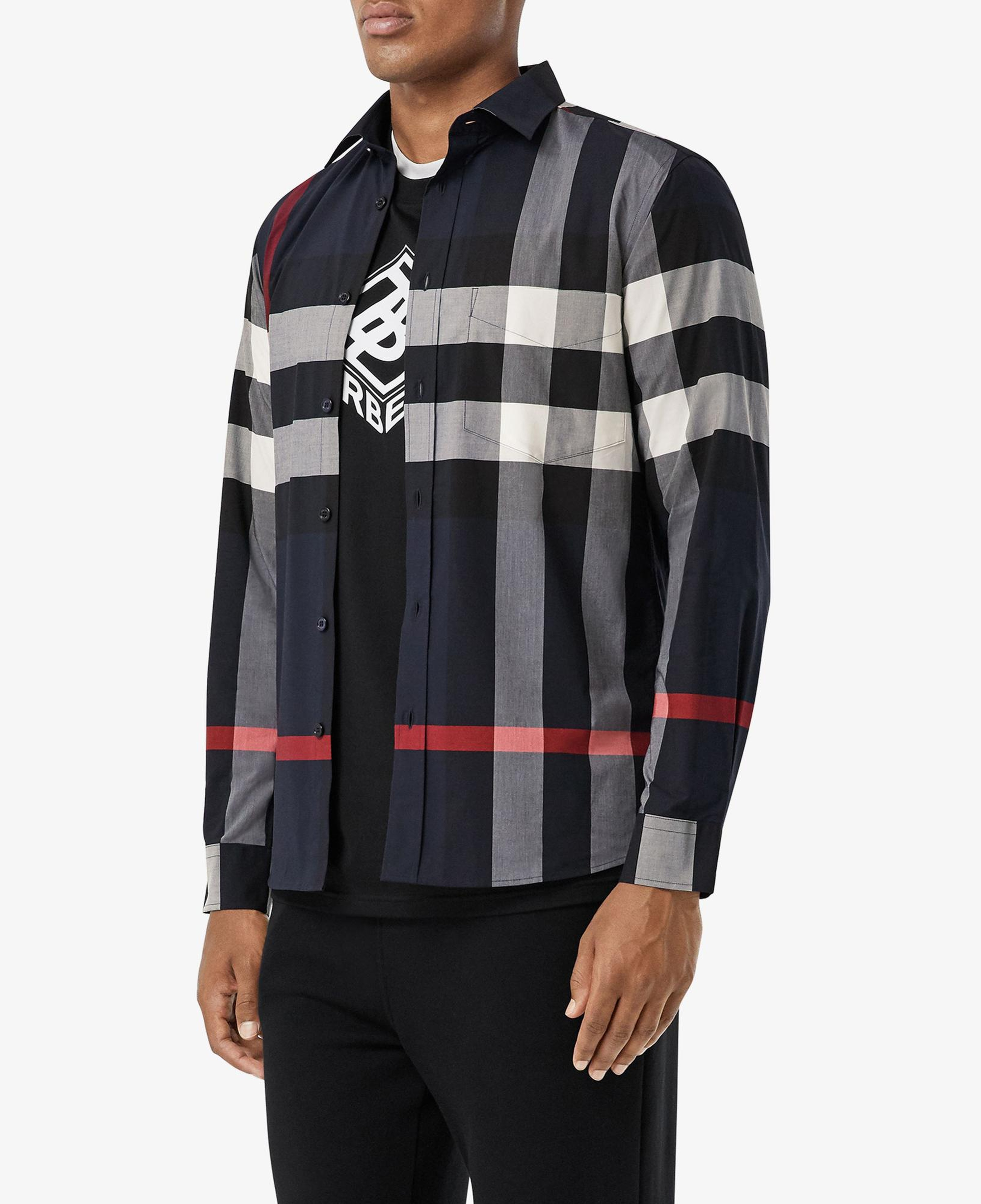 Burberry Somerton Stretch Cotton Poplin Erkek Lacivert Gömlek