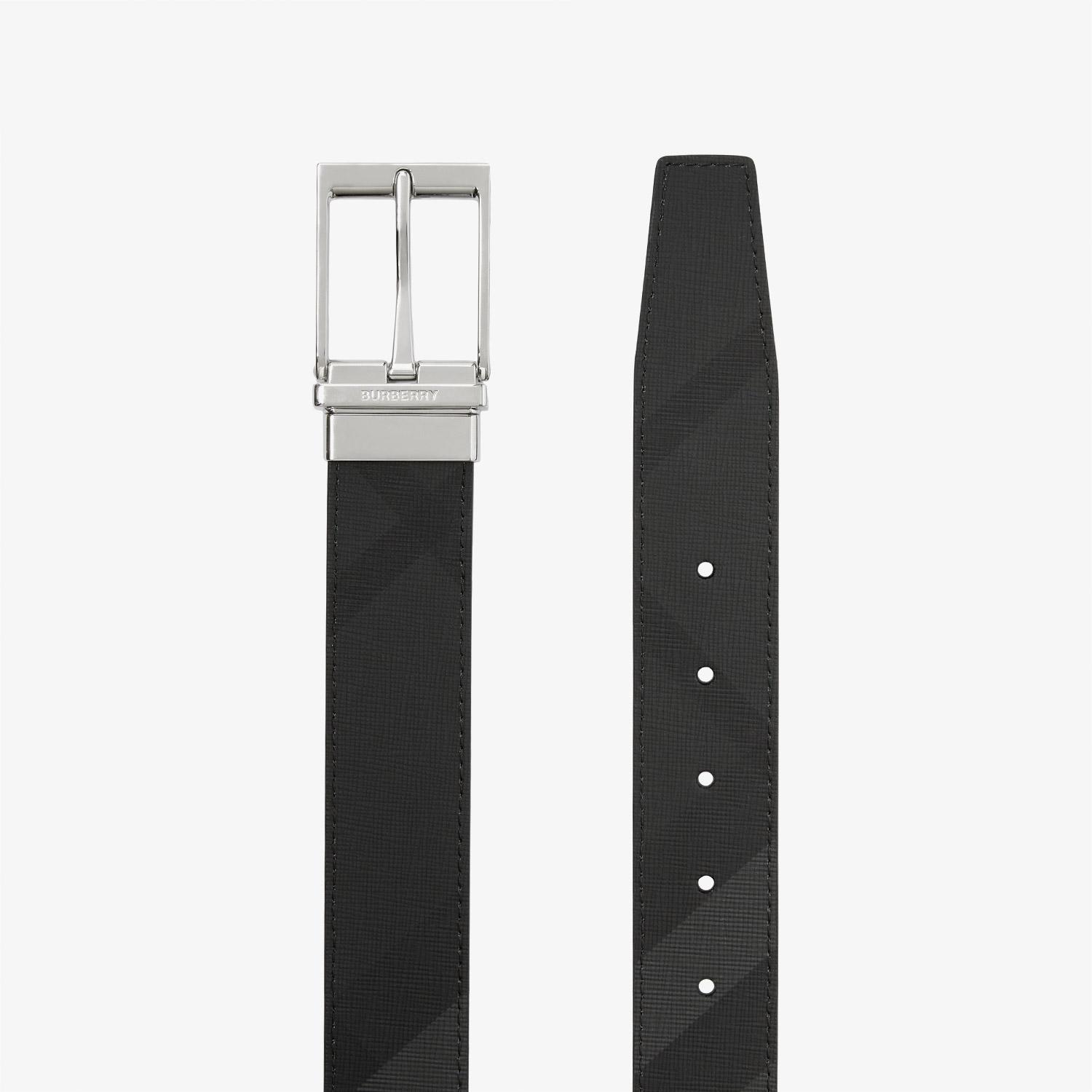 Burberry Check and Leather Reversible Erkek Siyah Kemer