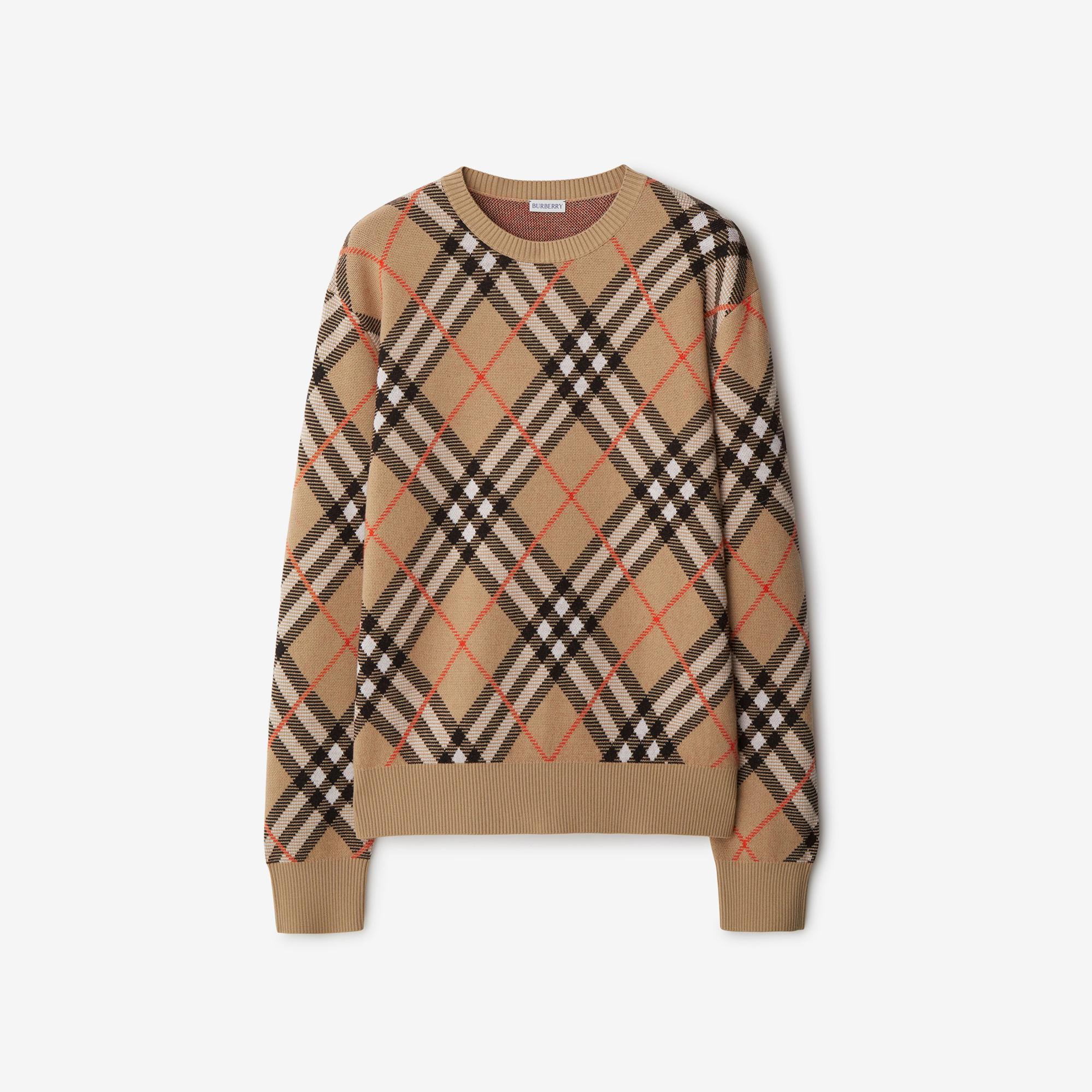 Burberry Check Yün Karışımlı Kadın Bej Kazak