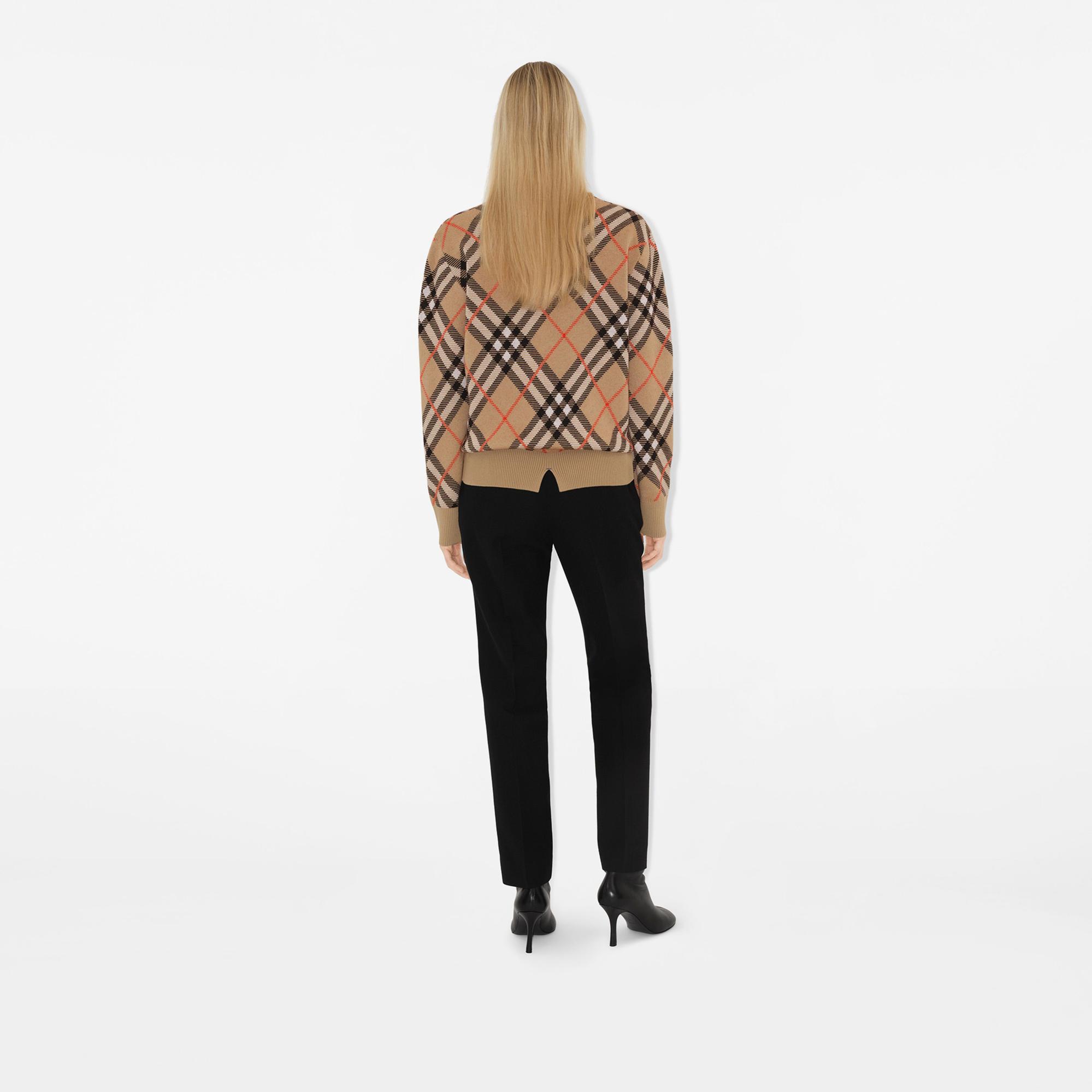 Burberry Check Yün Karışımlı Kadın Bej Kazak