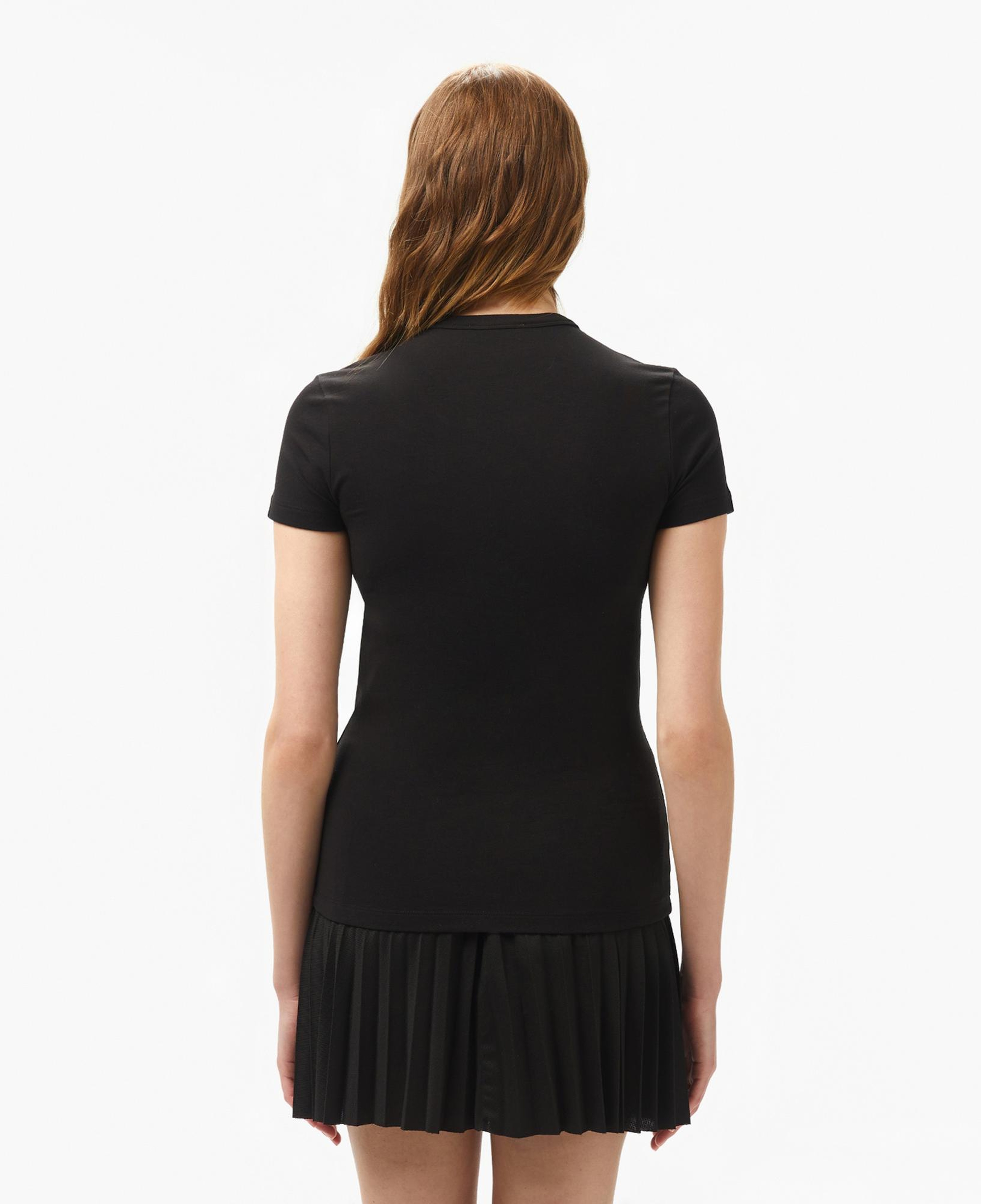 Lacoste Kadın Slim Fit Bisiklet Yaka Siyah T-Shirt