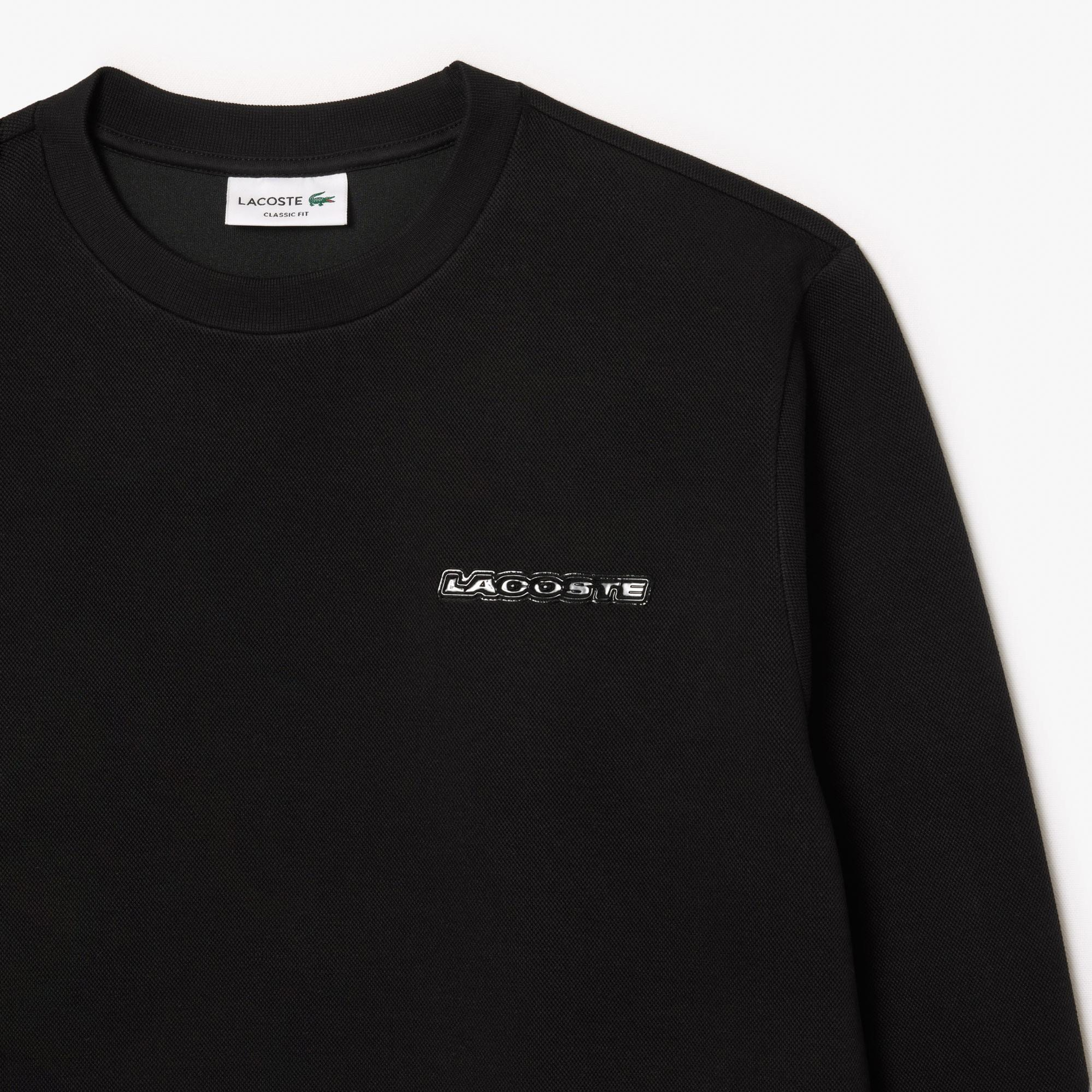 Lacoste Erkek Classic Fit Bisiklet Yaka Siyah Sweatshirt