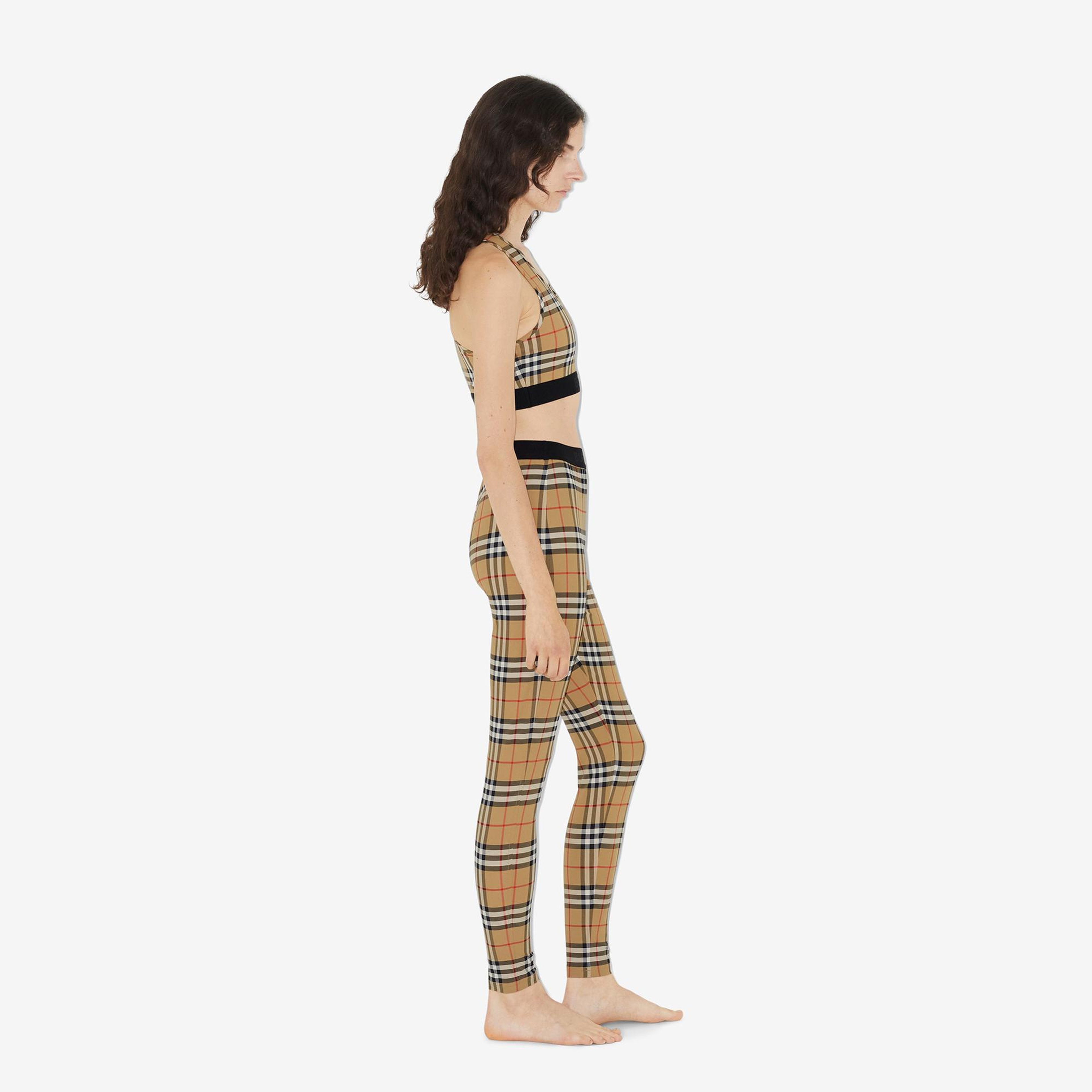 Burberry Check Stretch Jersey Kadın Bej Pantolon