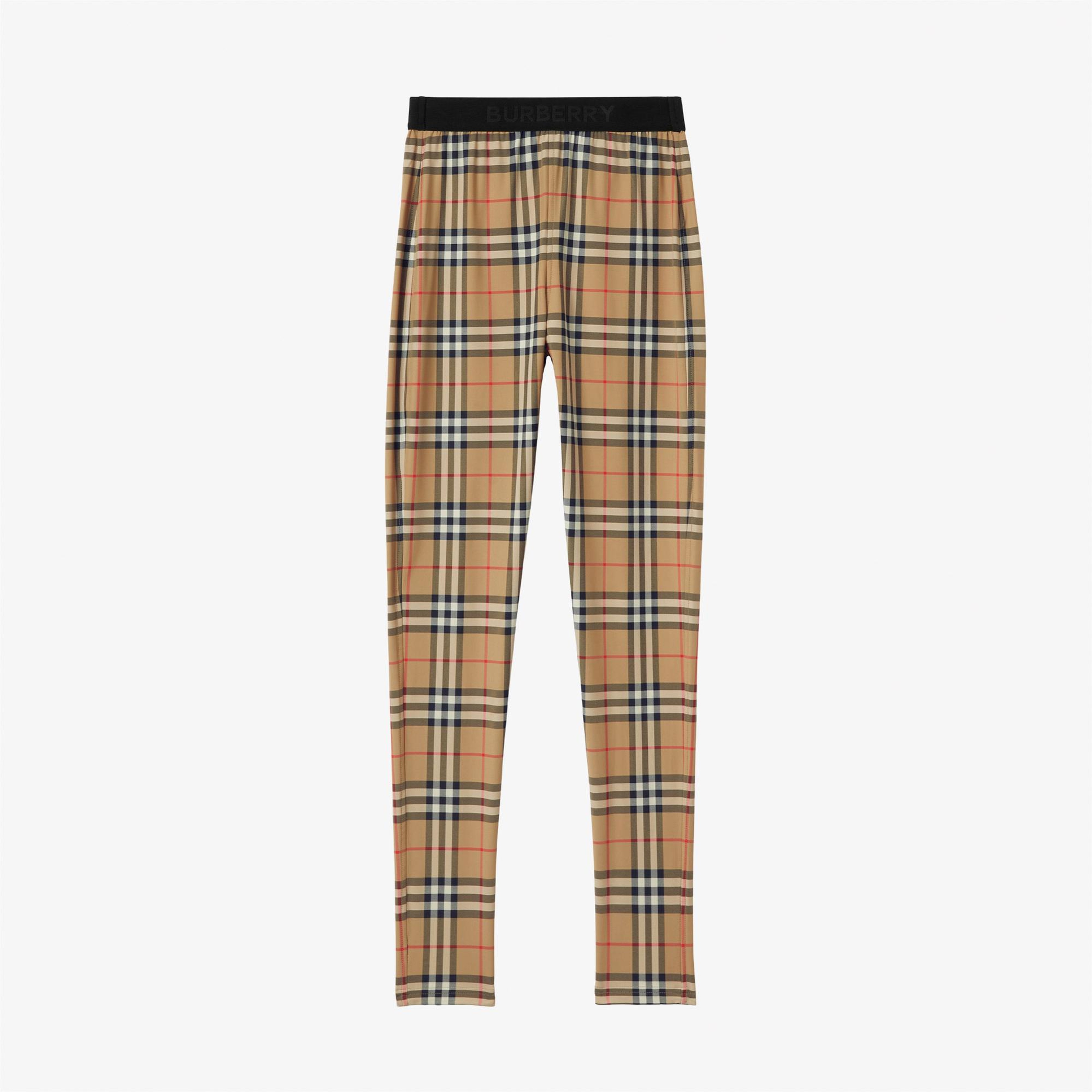 Burberry Check Stretch Jersey Kadın Bej Pantolon