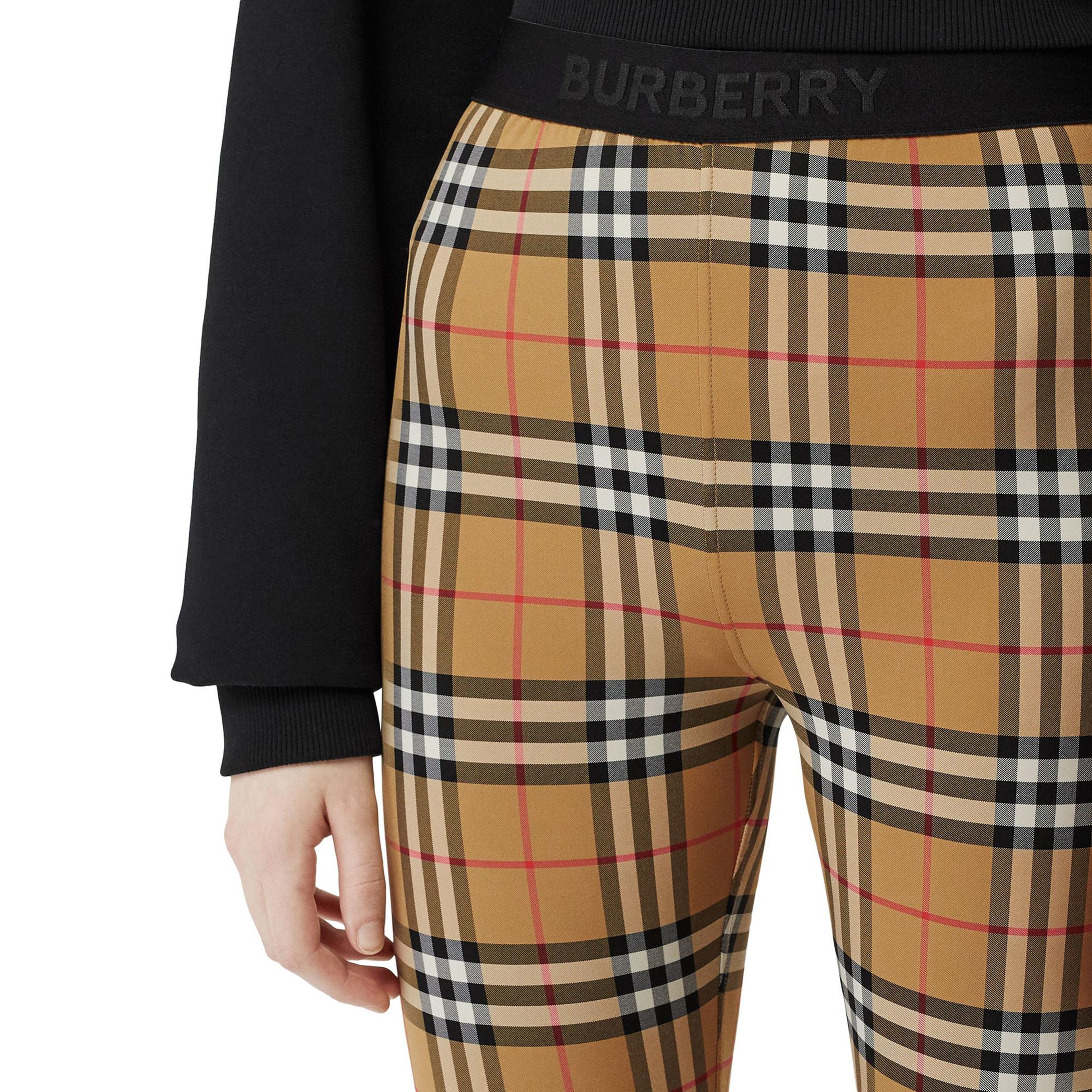 Burberry Check Stretch Jersey Kadın Bej Pantolon