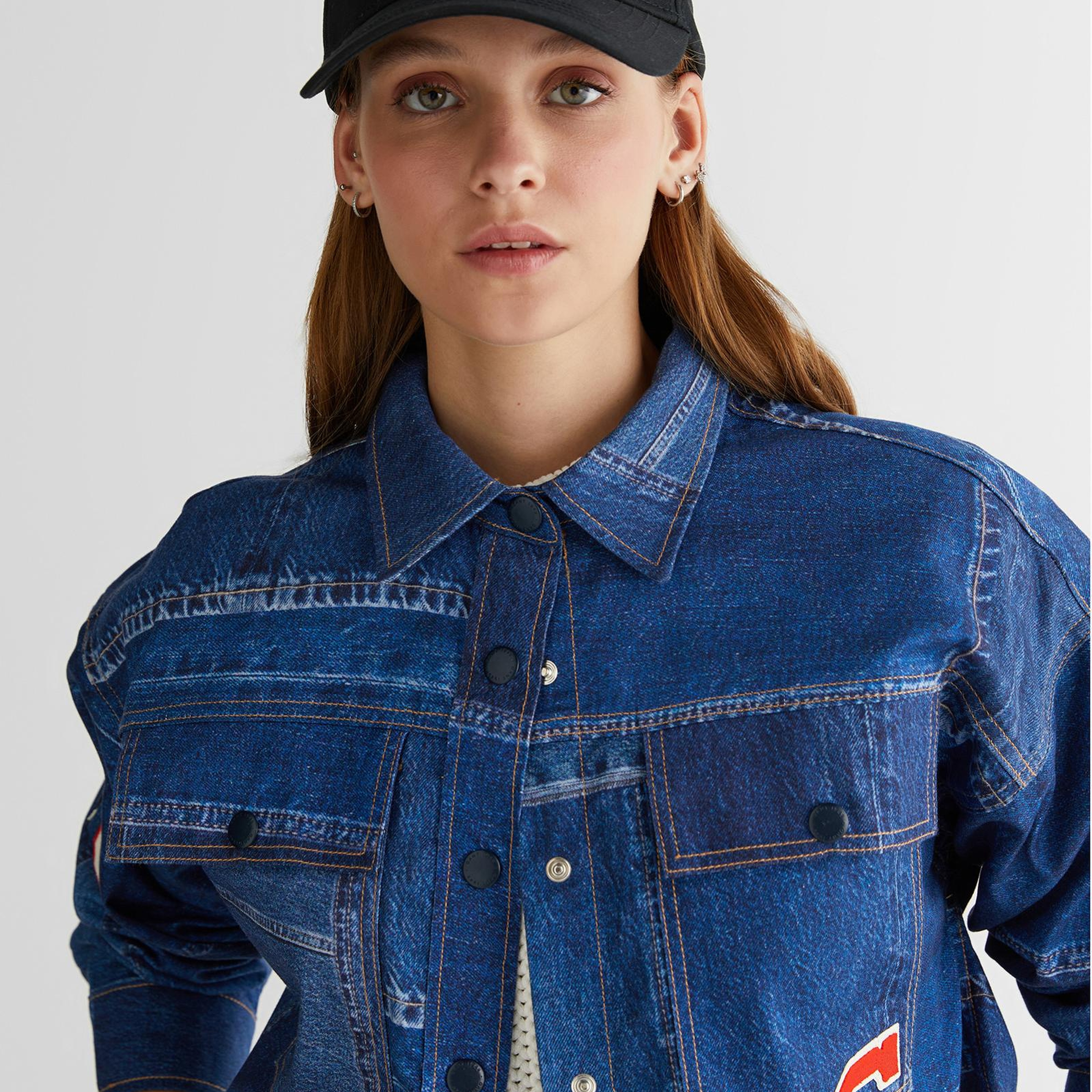 GANT Kadın Mavi Klasik Yaka Logolu Denim Ceket