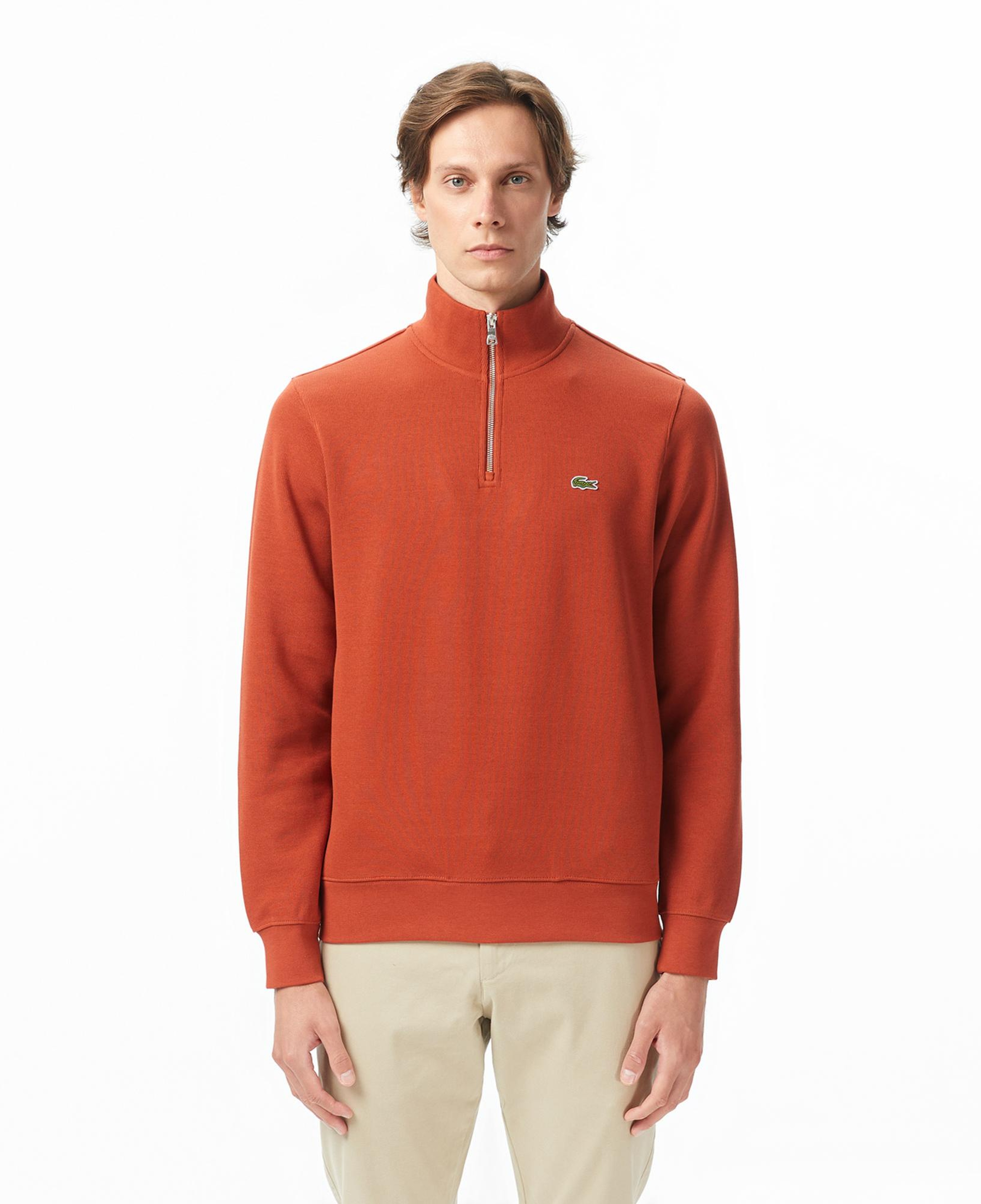 Lacoste Erkek Classic Fit Yarım Fermuarlı Turuncu Sweatshirt