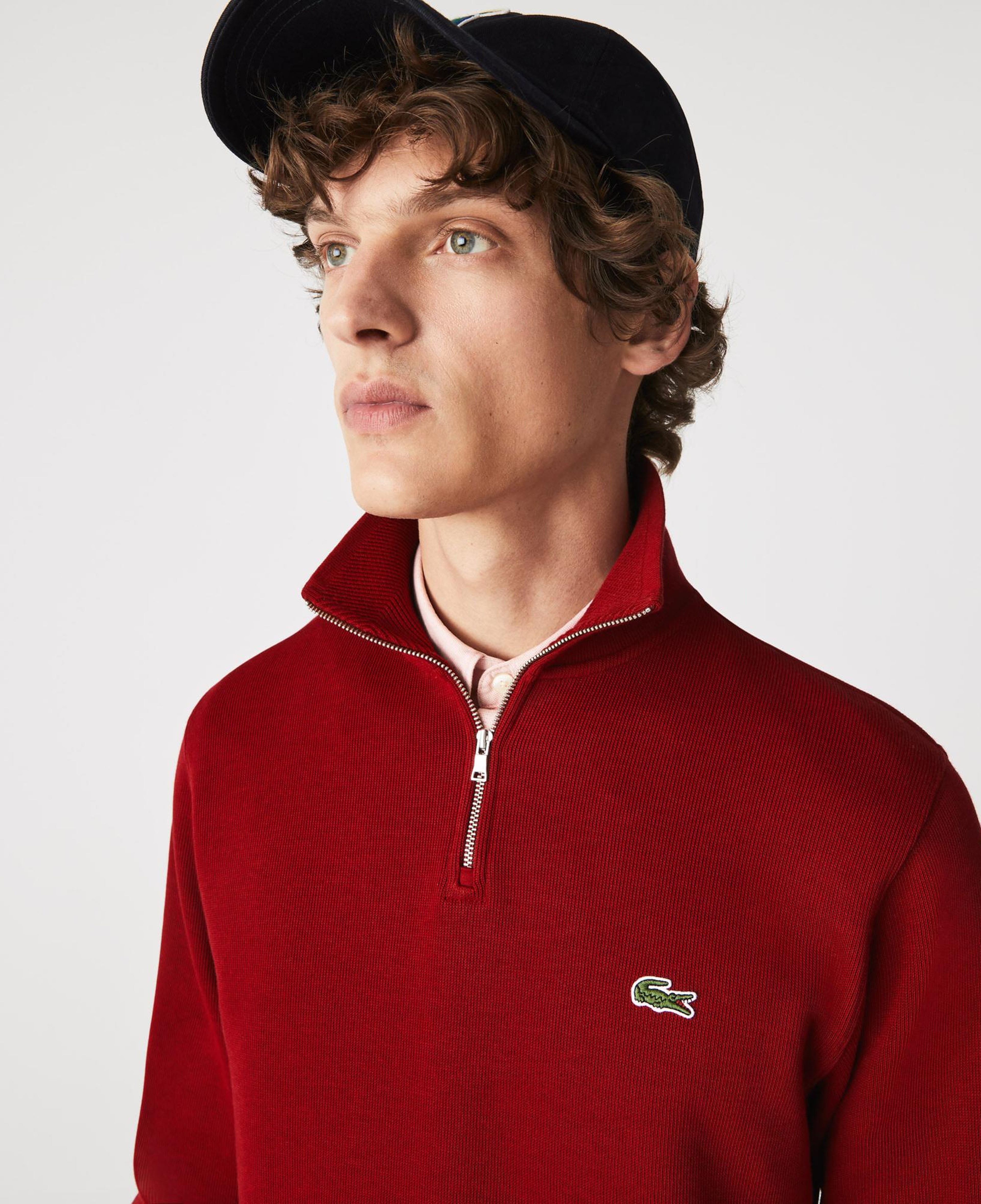 Lacoste Erkek Classic Fit Yarım Fermuarlı Bordo Sweatshirt