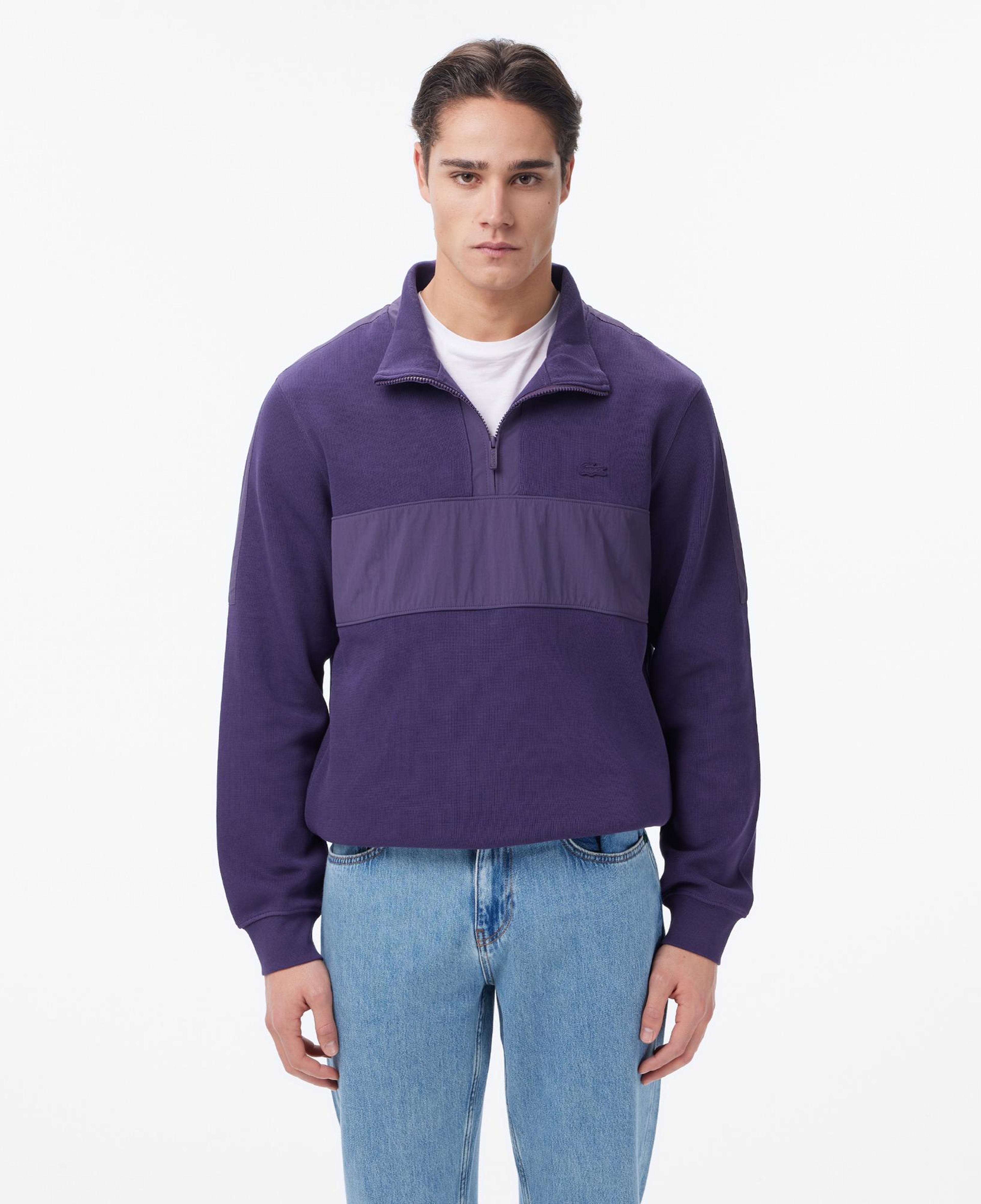 Lacoste Erkek Classic Fit Yarım Fermuarlı Mor Sweatshirt