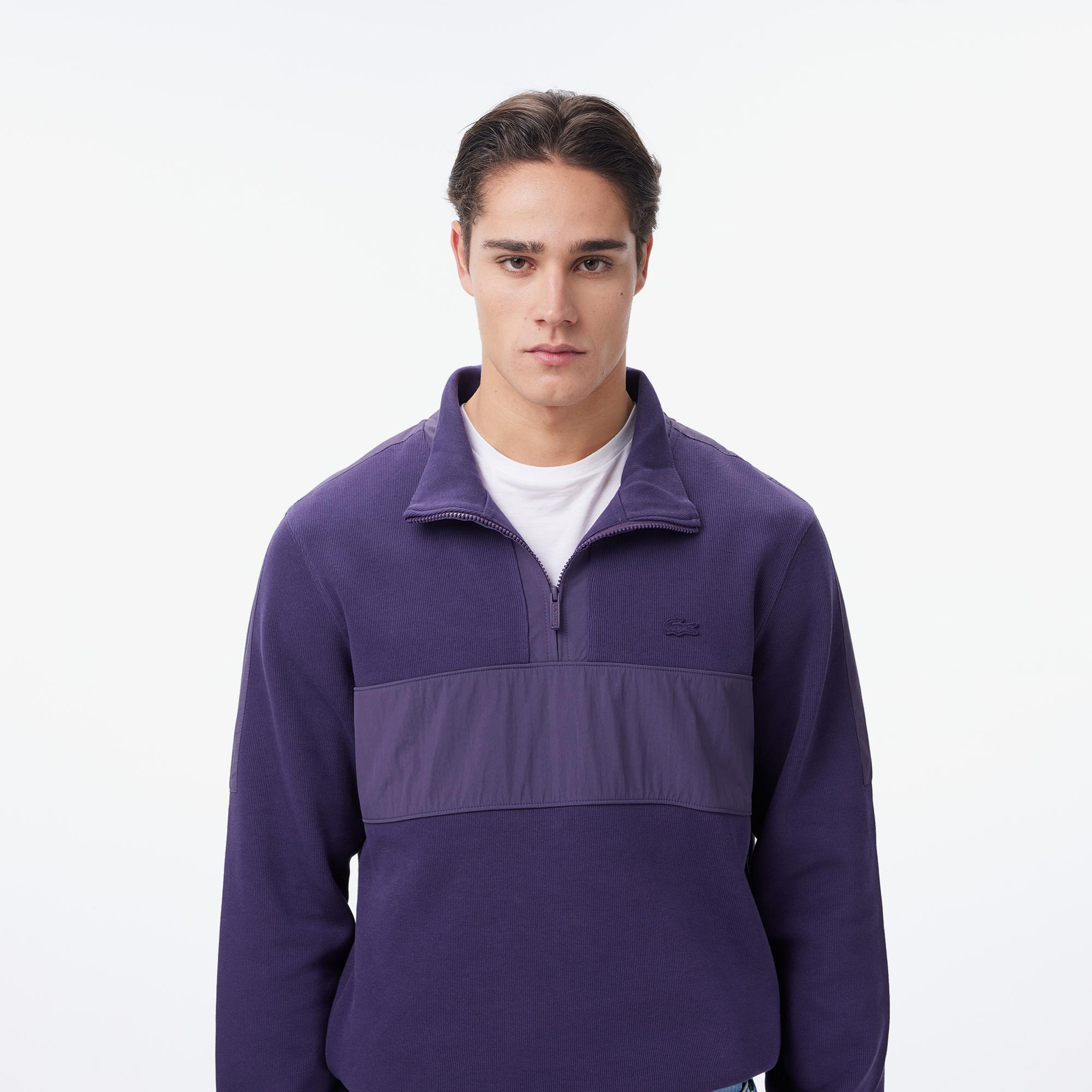 Lacoste Erkek Classic Fit Yarım Fermuarlı Mor Sweatshirt