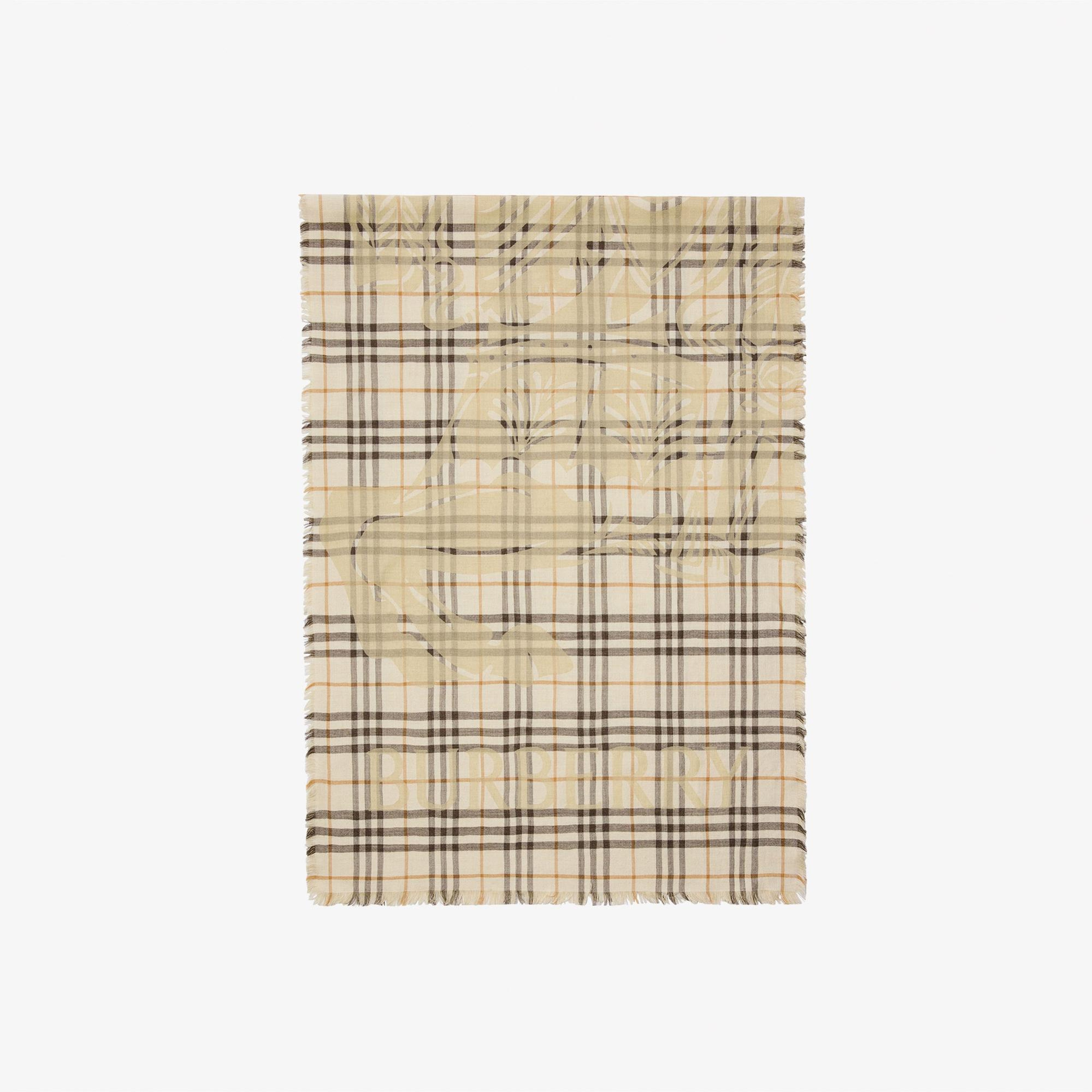 Burberry 200X70 Ekd Check Kadın Beyaz Atkı