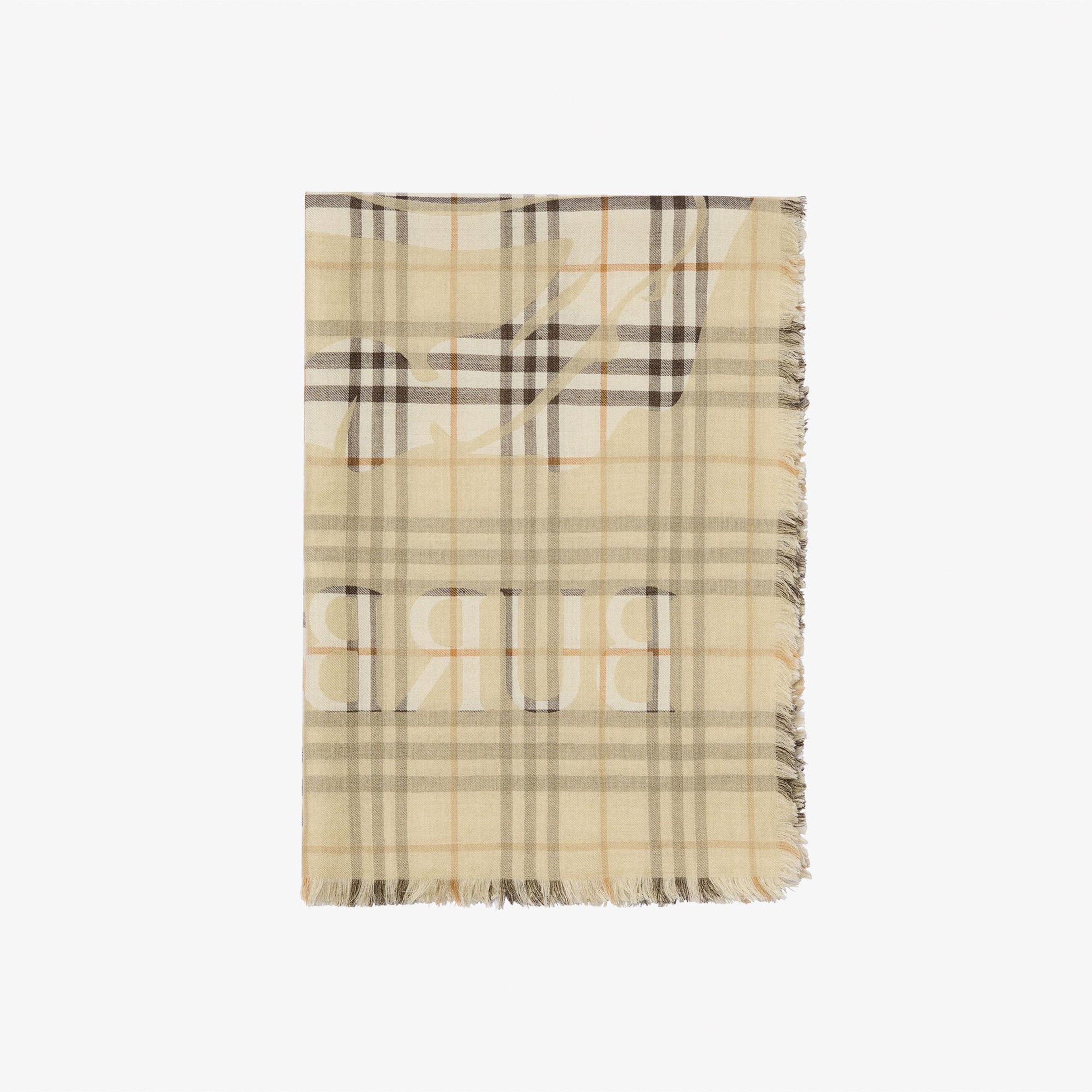 Burberry 200X70 Ekd Check Kadın Beyaz Atkı