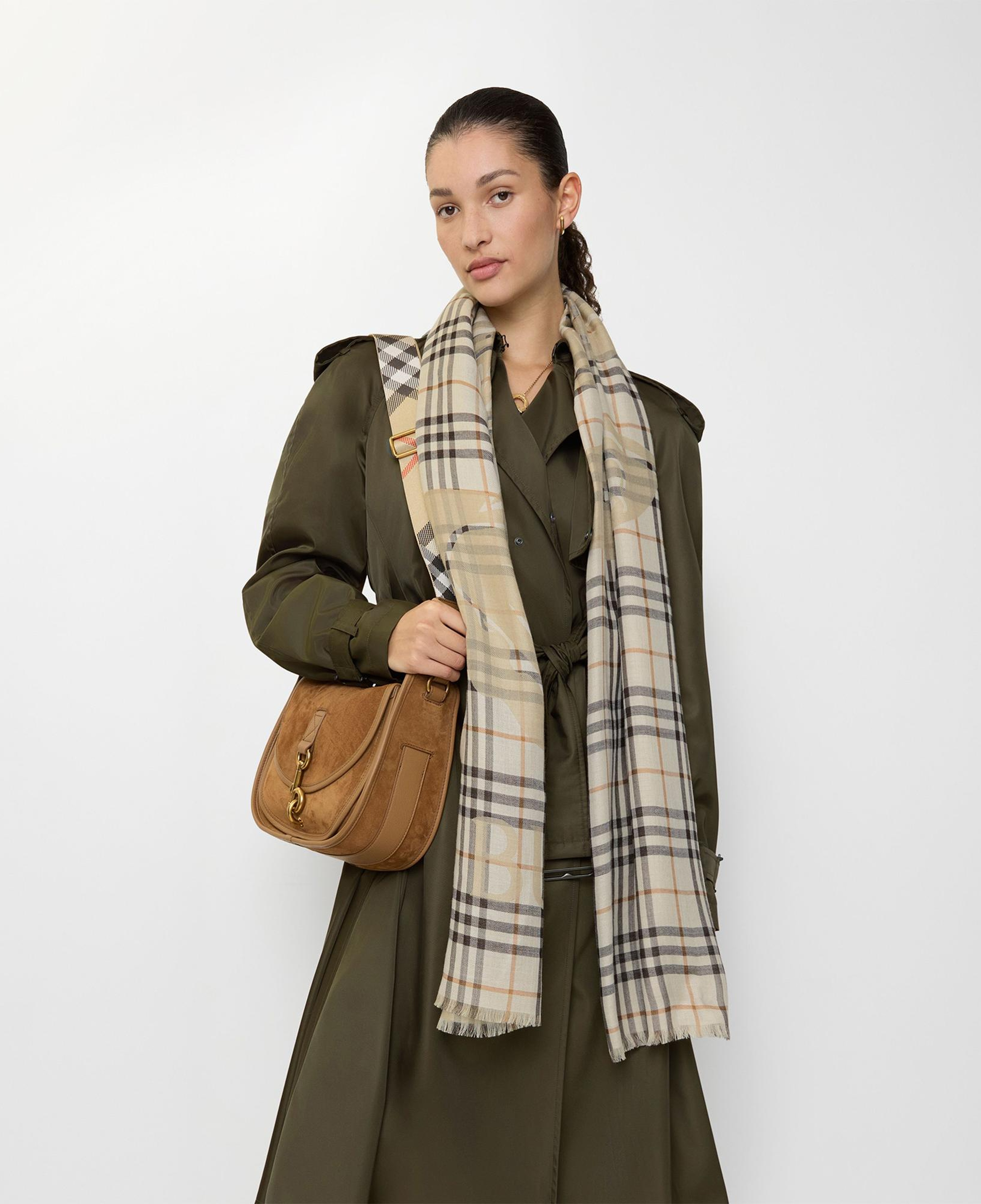 Burberry 200X70 Ekd Check Kadın Beyaz Atkı