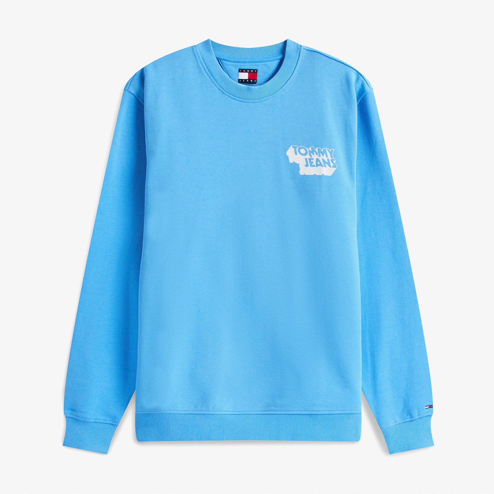 Tommy Jeans Regular Stack Erkek Mavi Sweatshirt