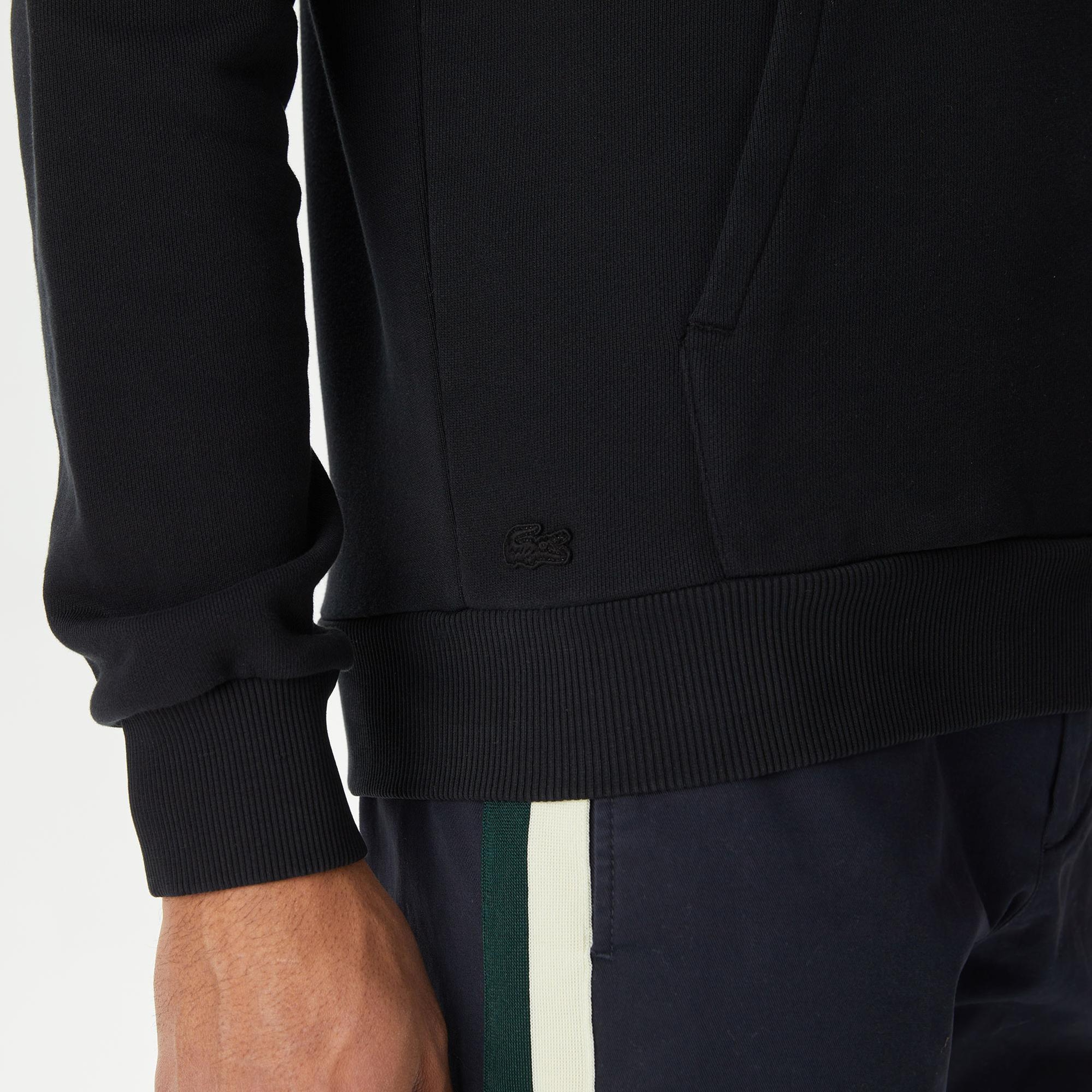 Lacoste Erkek Relaxed Fit Kapüşonlu Baskılı Siyah Sweatshirt