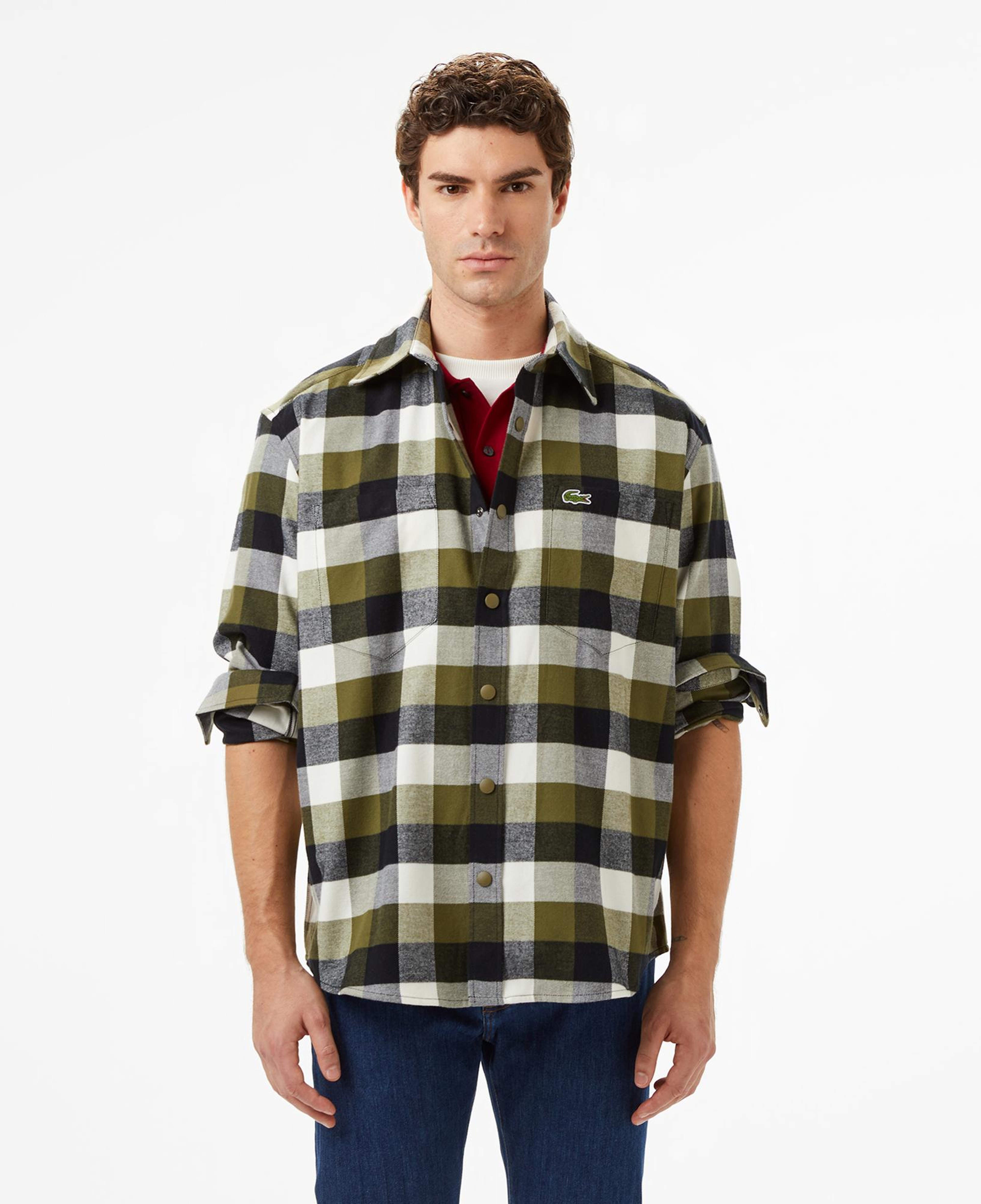 Lacoste Erkek Relaxed Fit Kareli Haki Gömlek